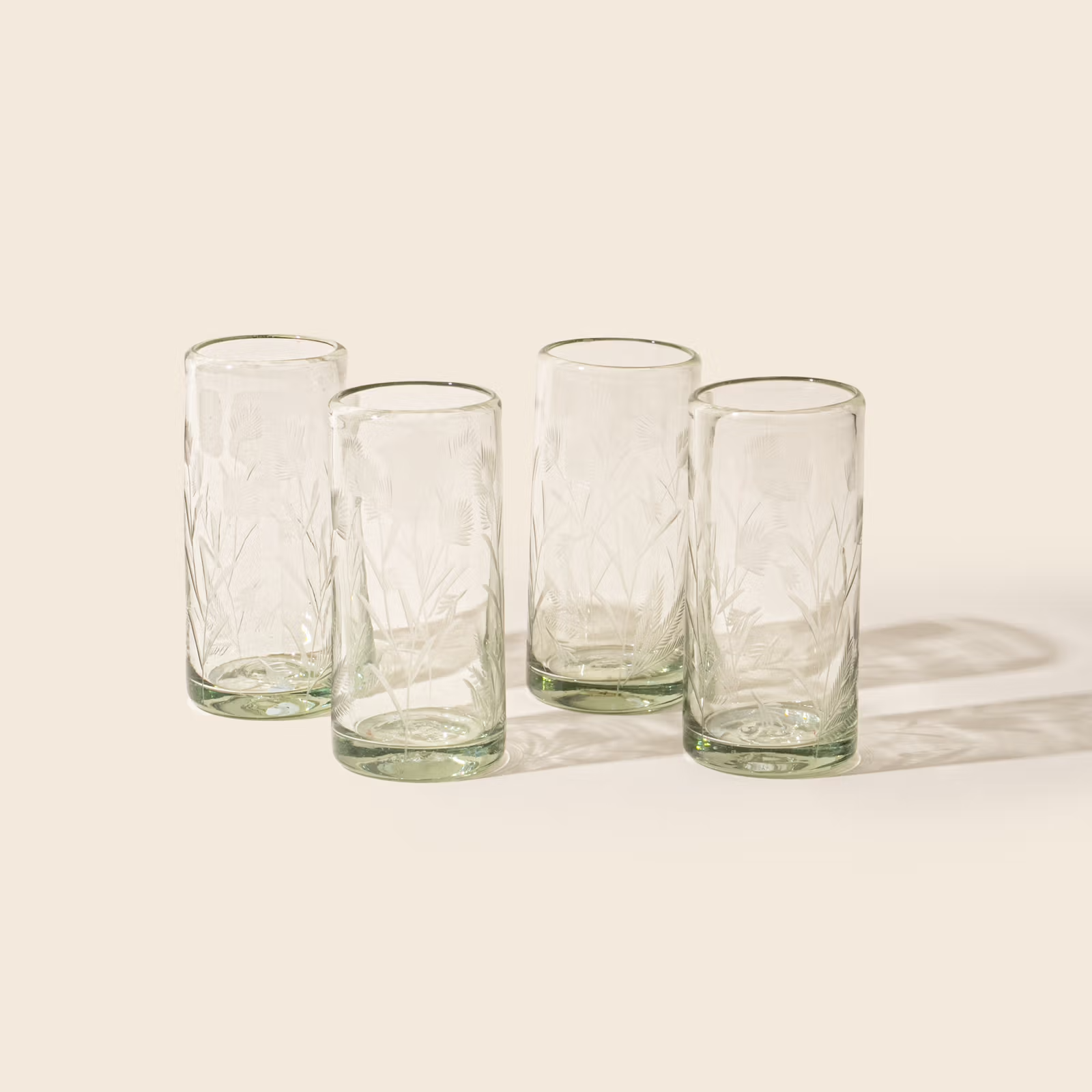 Etched Thistle Recycled Glassware