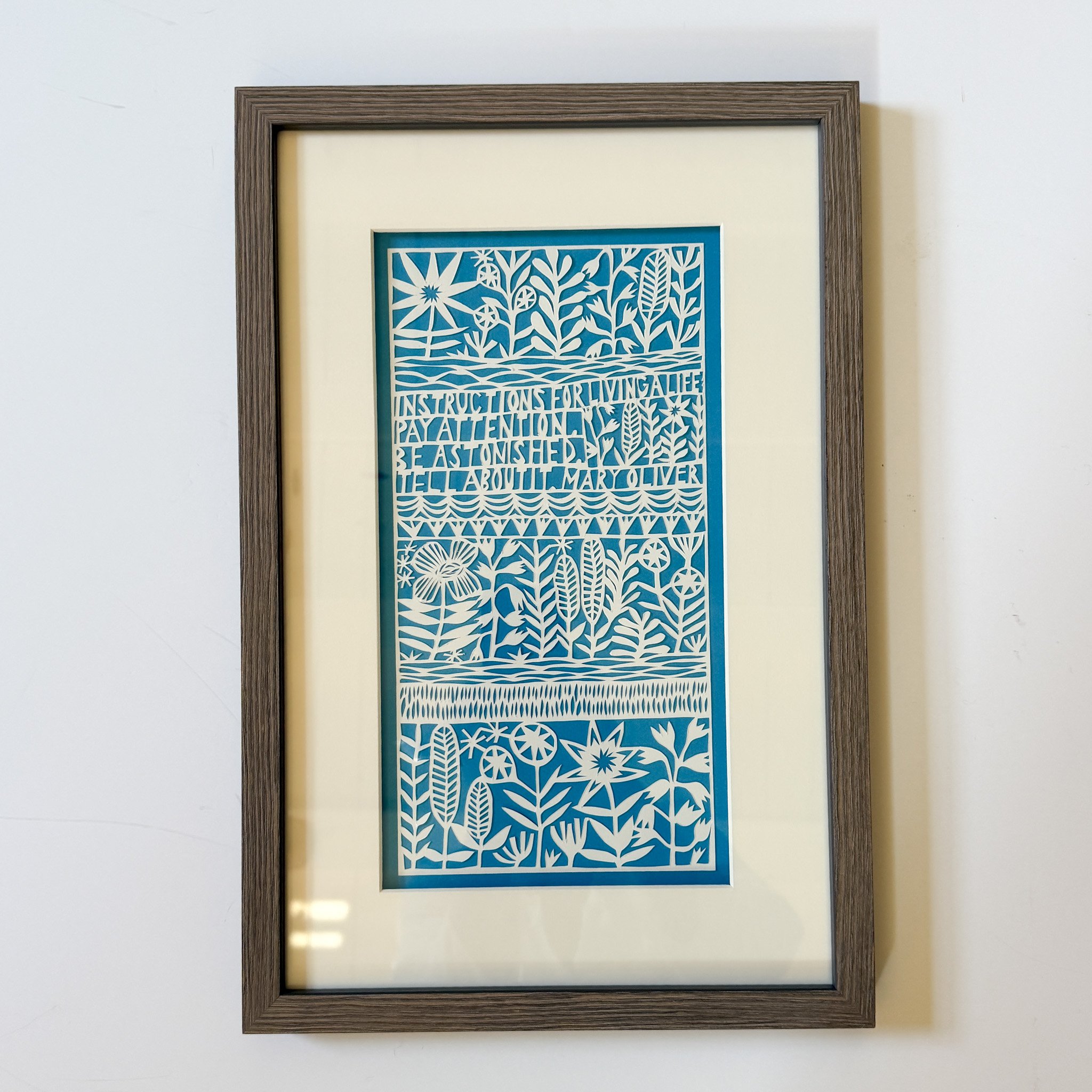 Mary Oliver Instructions Hand Rendered Papercut by Jennifer Judd- McGee
