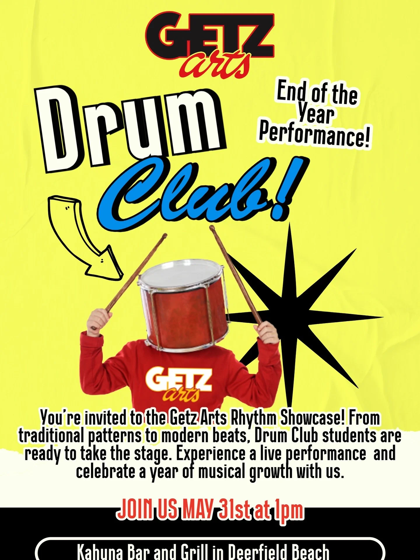Please come out and support our students, we are excited to share what drum club 🥁 is all about!  May 31 st 1pm