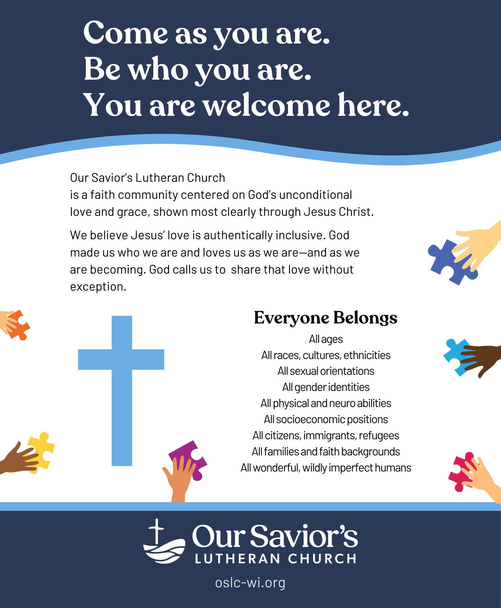 The Welcome Statement for Our Savior's Lutheran Church in Oconomowoc, Wisconsin