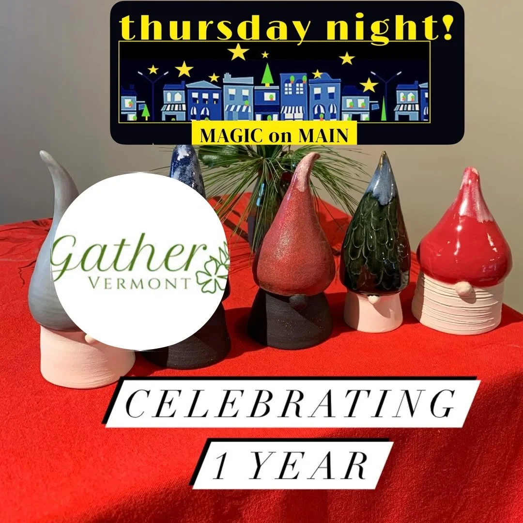 Happy 1 year anniversary @gathervermontgram ~ search for Lisa Godfrey's gnomes, hidden throughout the downtown ~ all part of the Magic on Main! 
#vergennes  #vergennesvt #addisoncounty