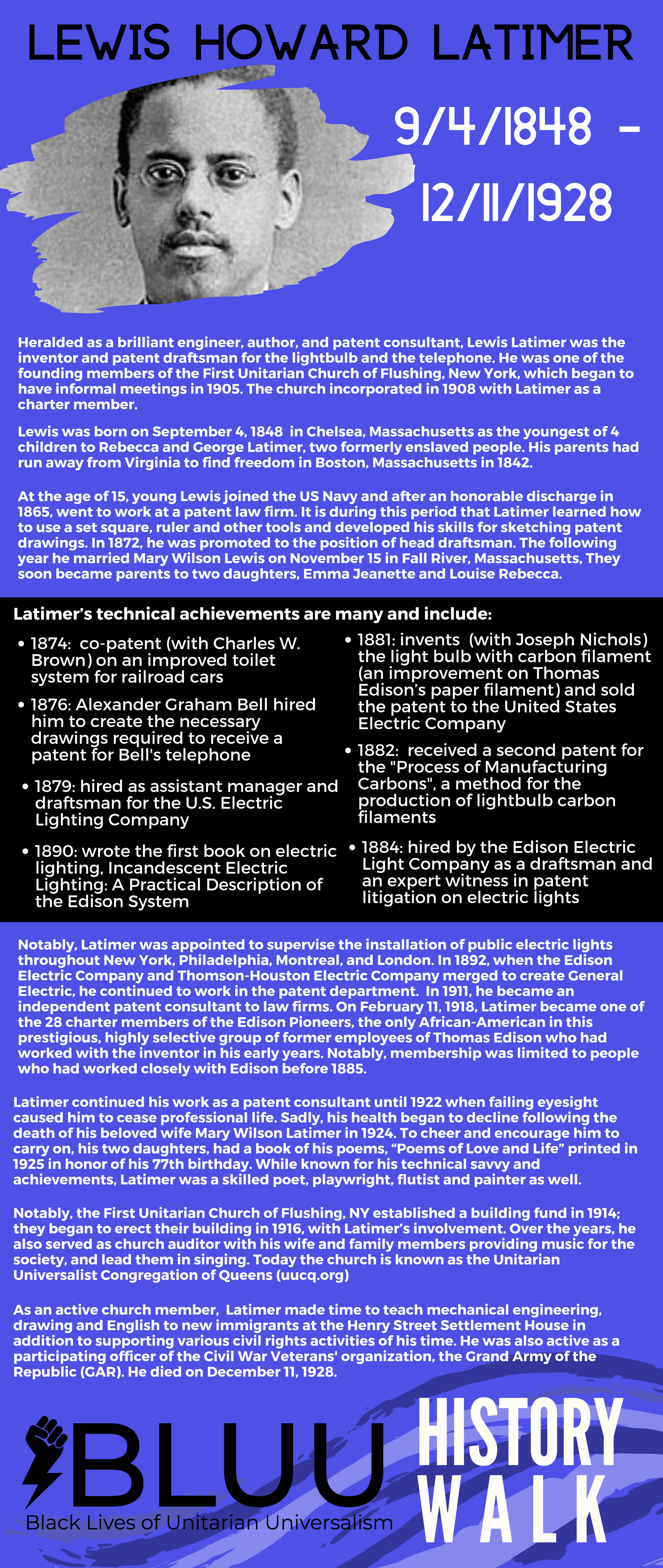 LEWIS LATIMER (b Sep 9, 1848 - d. Dec 11, 1928)
