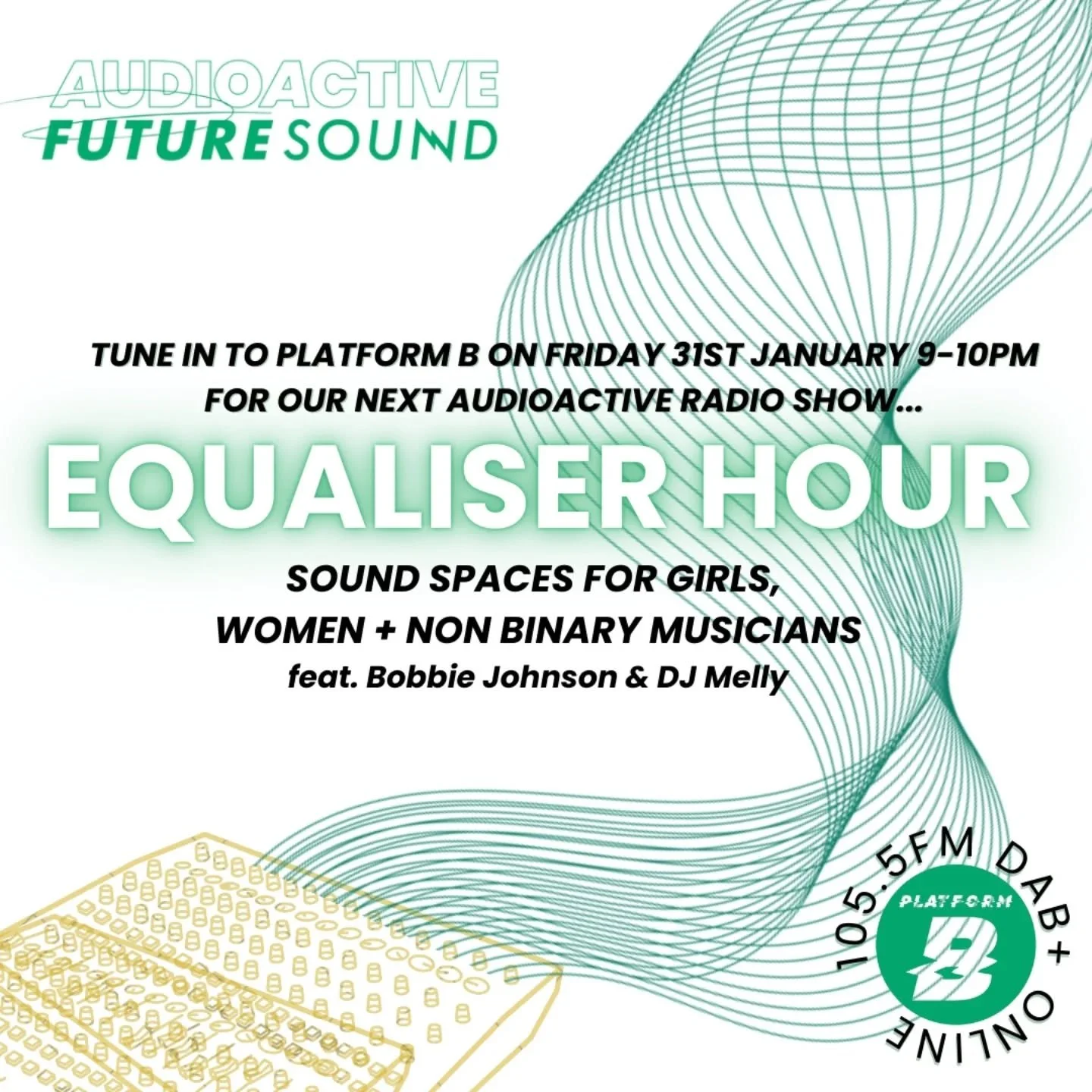 ON AIR NOW:&nbsp;@audioactive_&nbsp;Future Sound 'til 10pm 🔊

A dedicated sound space for girls, women, and non binary musicians, featuring the incredible @bobbiejmusic and the vibes of @temporarymelly 🎤🎶

Tune in and don't miss this empowering se