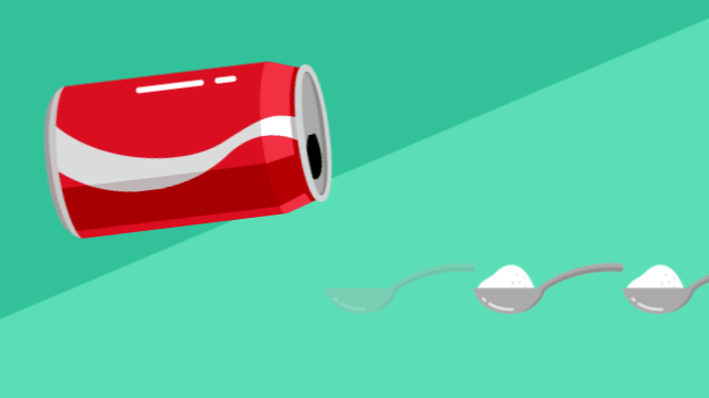 9 teaspoons of sugar per can!