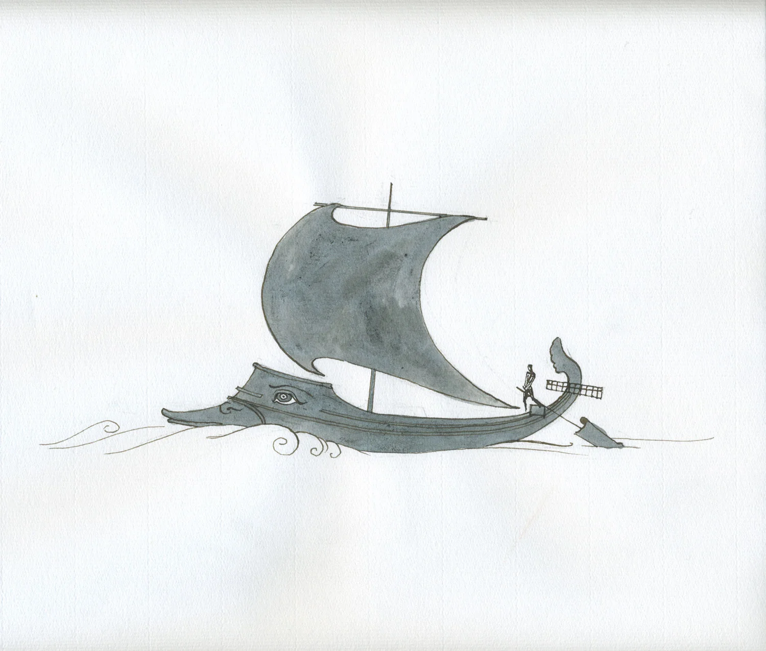 Mariner 2016, Ink and wash on paper, 10” x 10 1/4” © Leonard Porter MMXVI