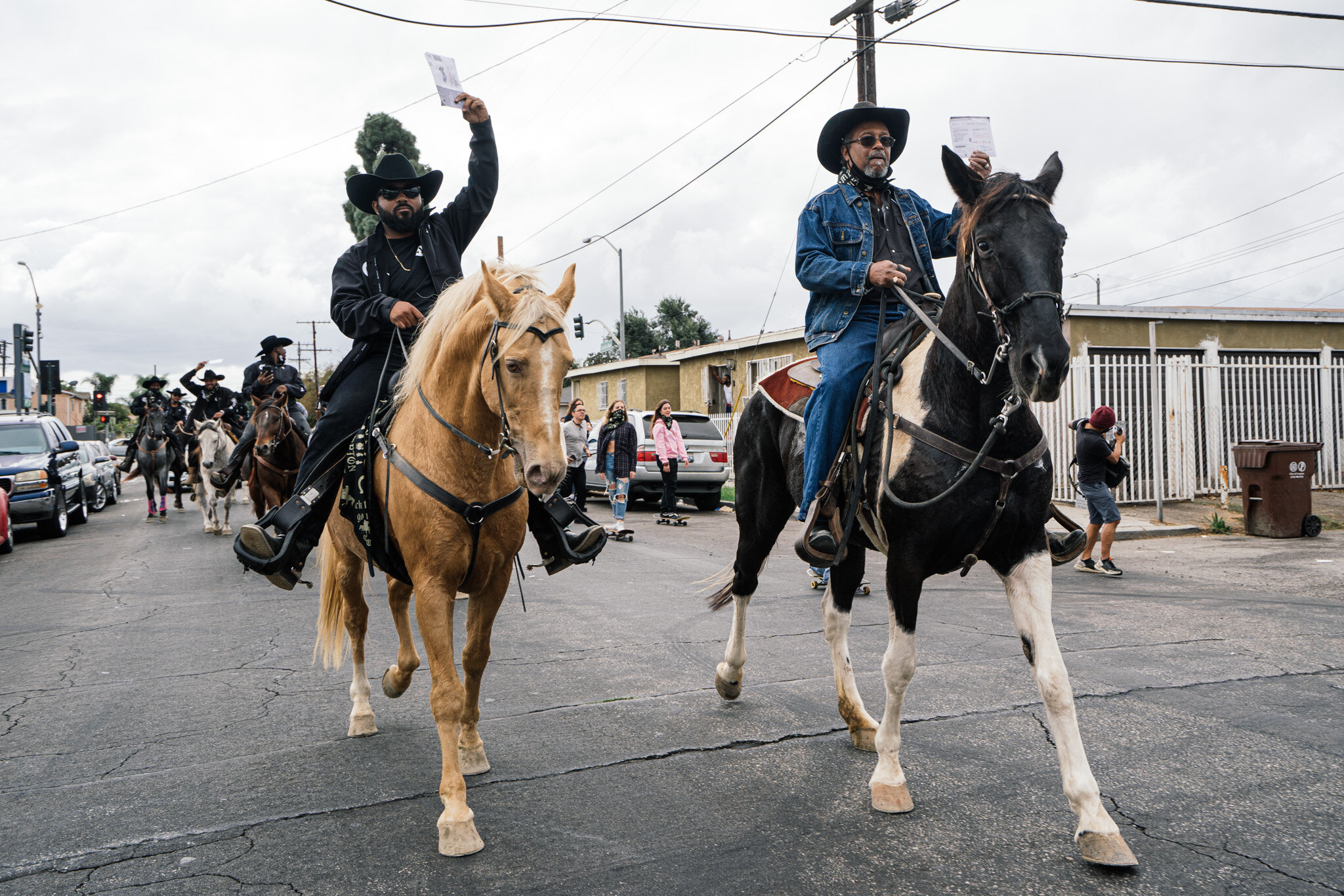  The Compton Cowboys ride to the City of Compton Public Library ballot box on October 25, 2020 to cast their ballots. 