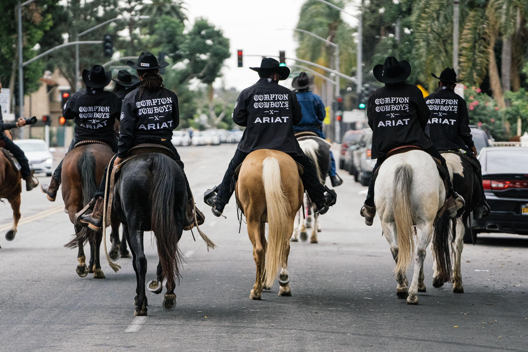  The Compton Cowboys ride to the City of Compton Public Library ballot box on October 25, 2020 to cast their ballots. 