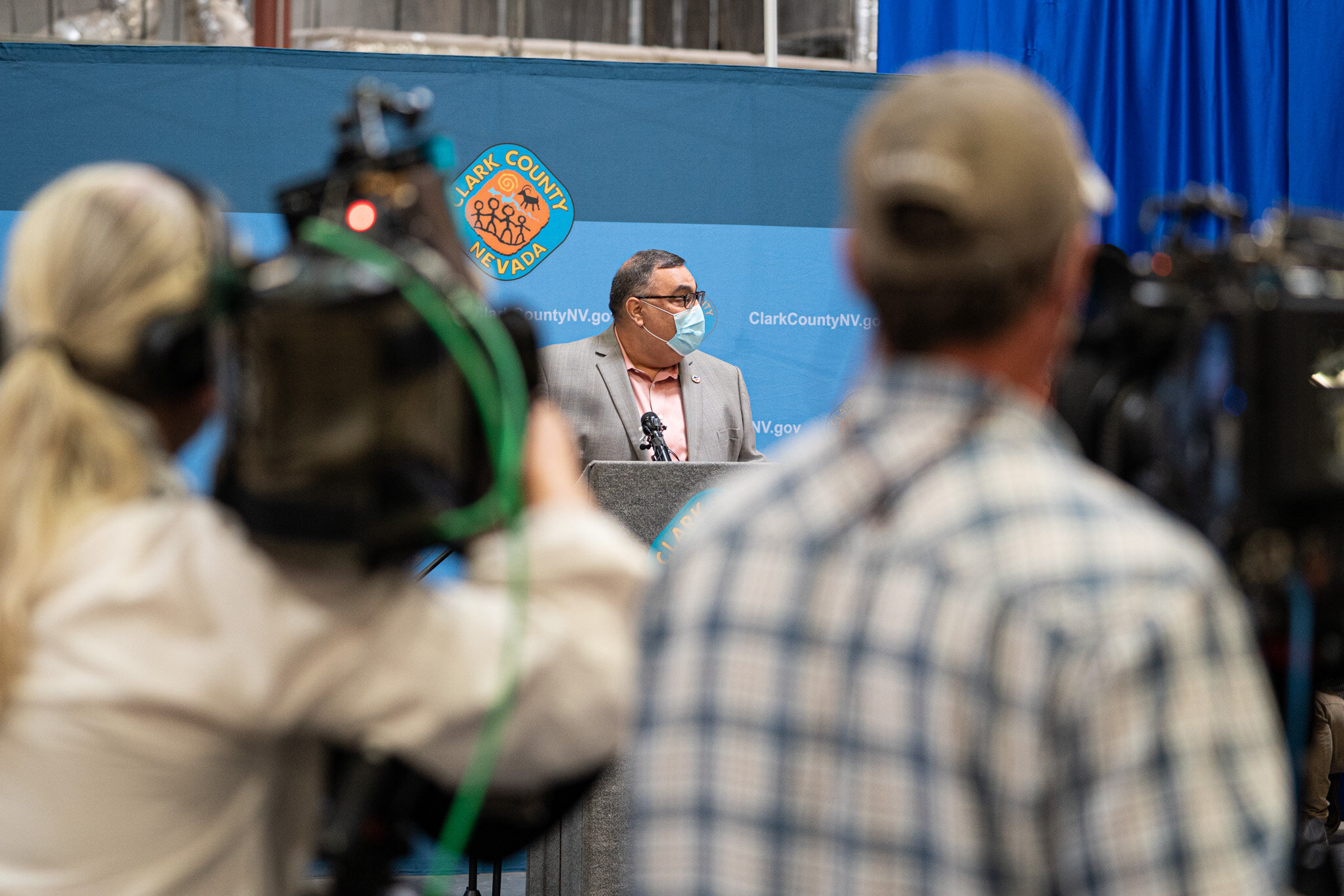  Joe Gloria, Registrar of Voters for Clark County, hosts a press conference to provide an update on the ballot counts being processed in the facility. November 5, 2020 