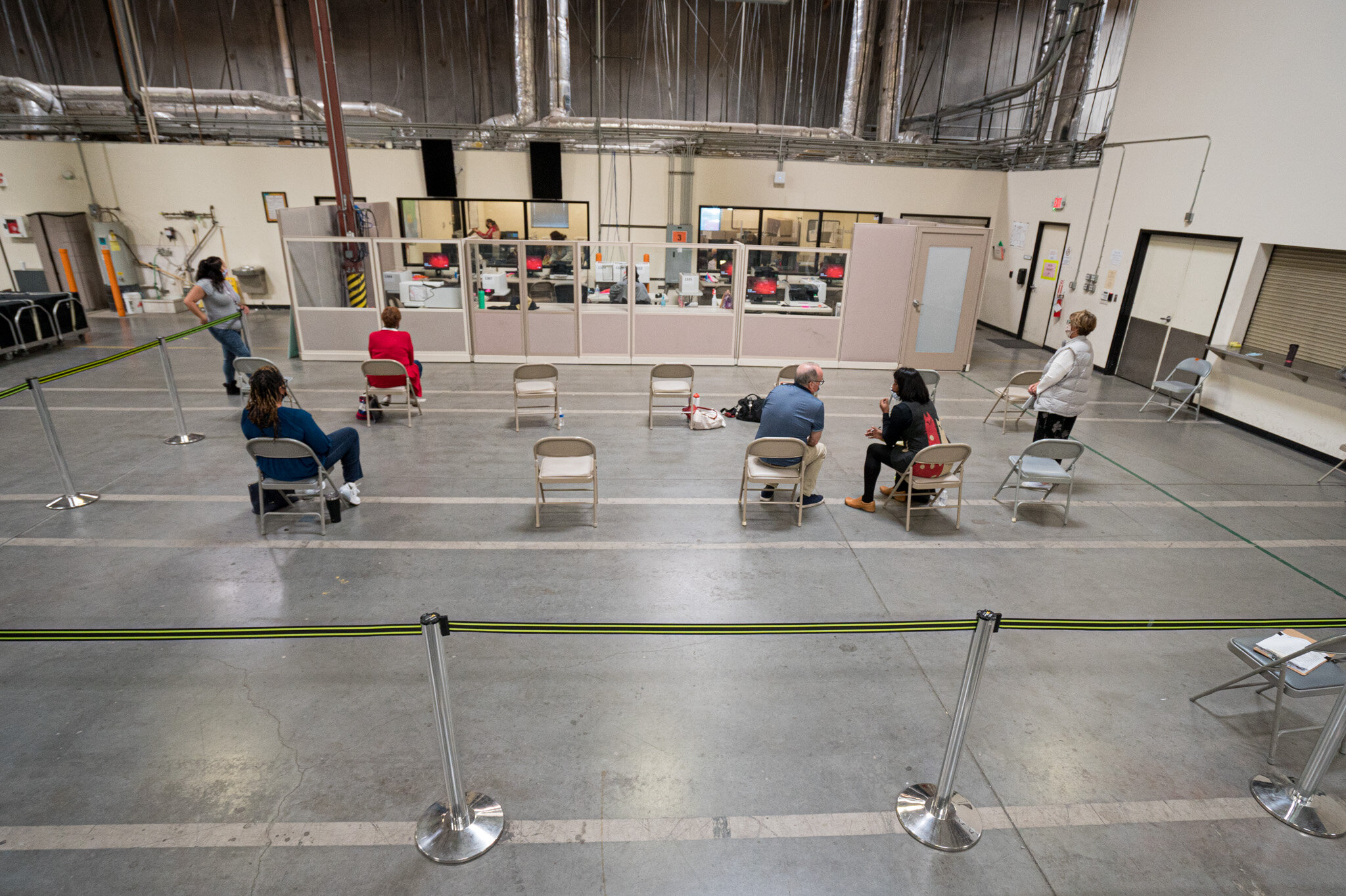  Observers watch the ballot count process at the Clark County Election Center Office on November 5, 2020 