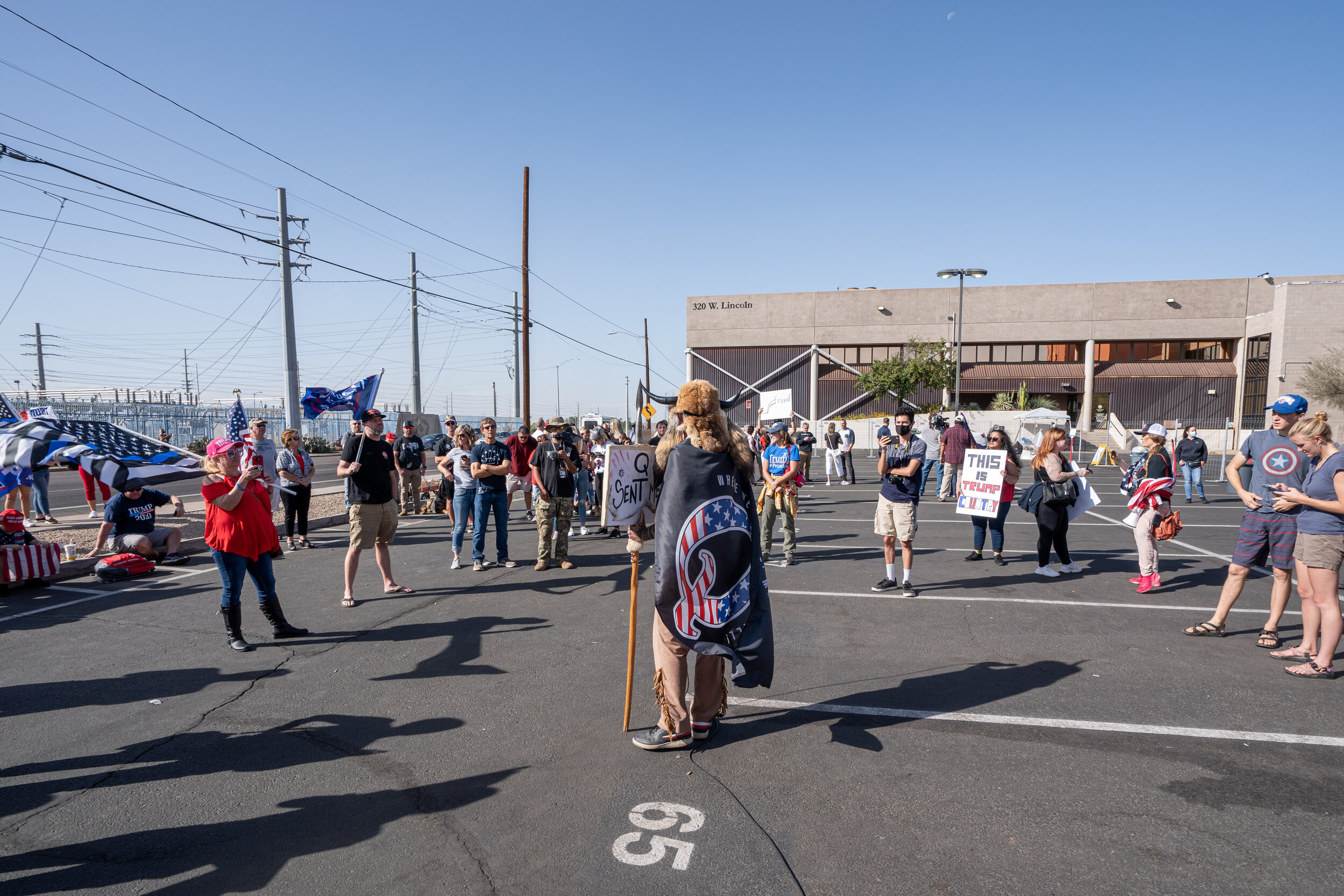  Trump supporters gather at the Maricopa County Elections Center in Phoenix, Arizona to protest the 2020 Presidential Election results. 