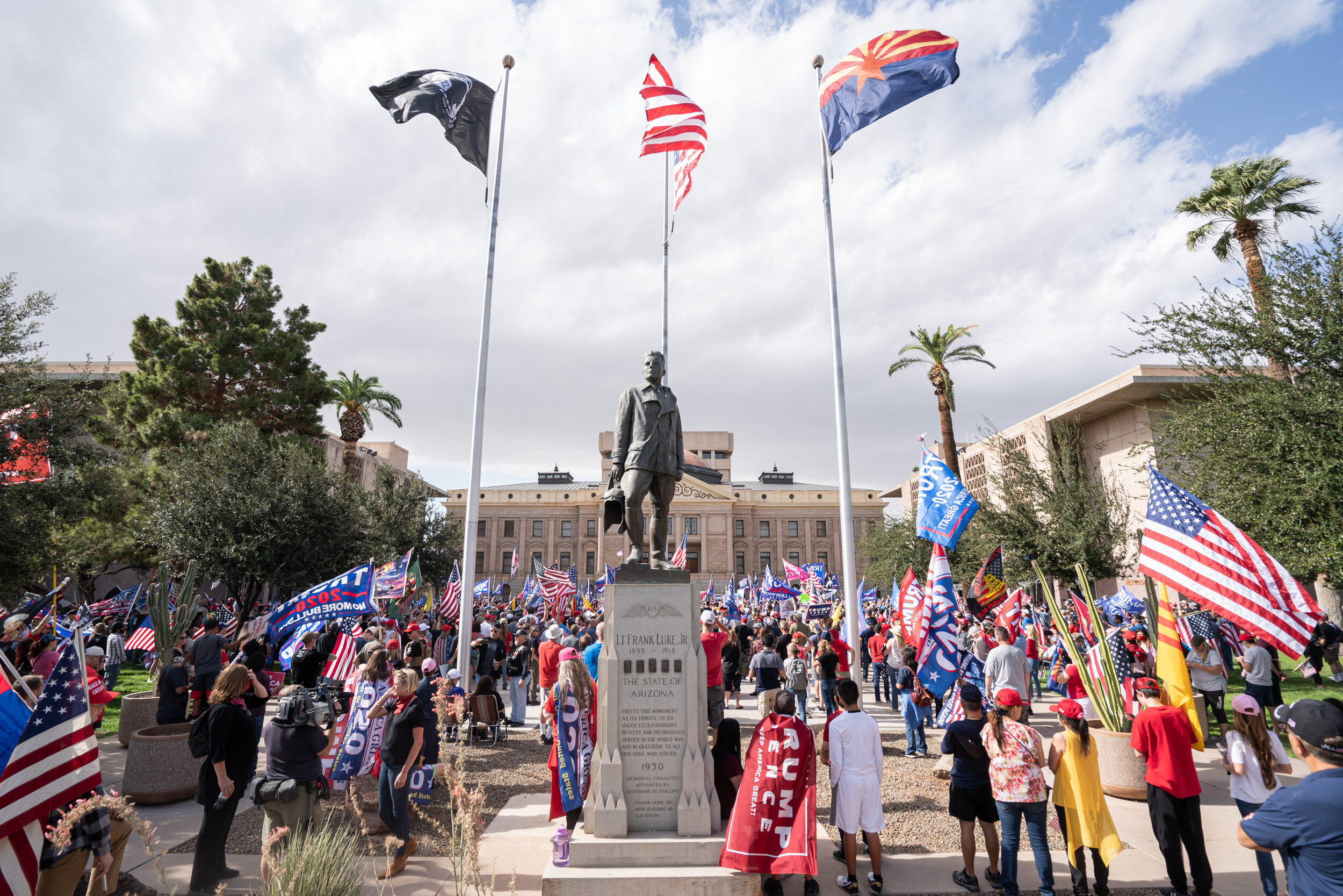  Trump supporters gather at the Arizona State Capital in Phoenix, Arizona to protest the election results. 