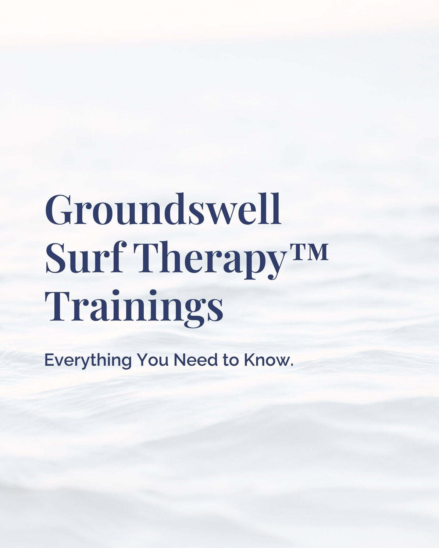 Elevate your practice with the healing power of the ocean. 🌊

Whether you&rsquo;re a therapist, coach, or student; our trauma-informed Groundswell Surf Therapy&trade; training offers the tools you need to integrate nature-based healing into your wor