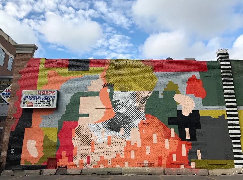 2016 Mural by Ellen Rutt and Patrick Ethen in Greektown, Detroit