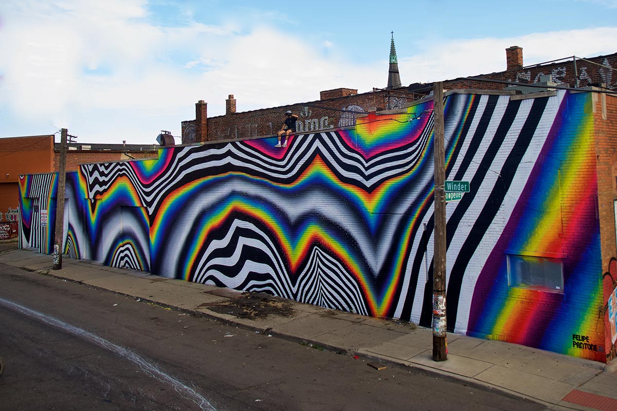 2016 Mural by Felipe Pantone in Eastern Market, Detroit