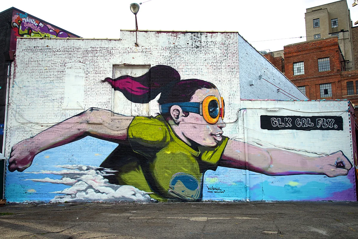 2016 Mural by Hebru Brantley in Eastern Market, Detroit