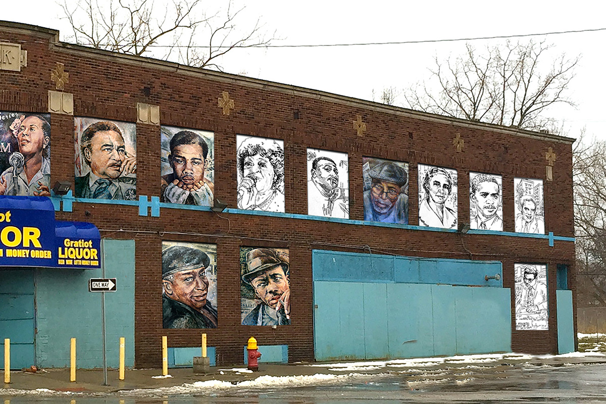 2016 Mural by Nicole MacDonald in Detroit, Michigan