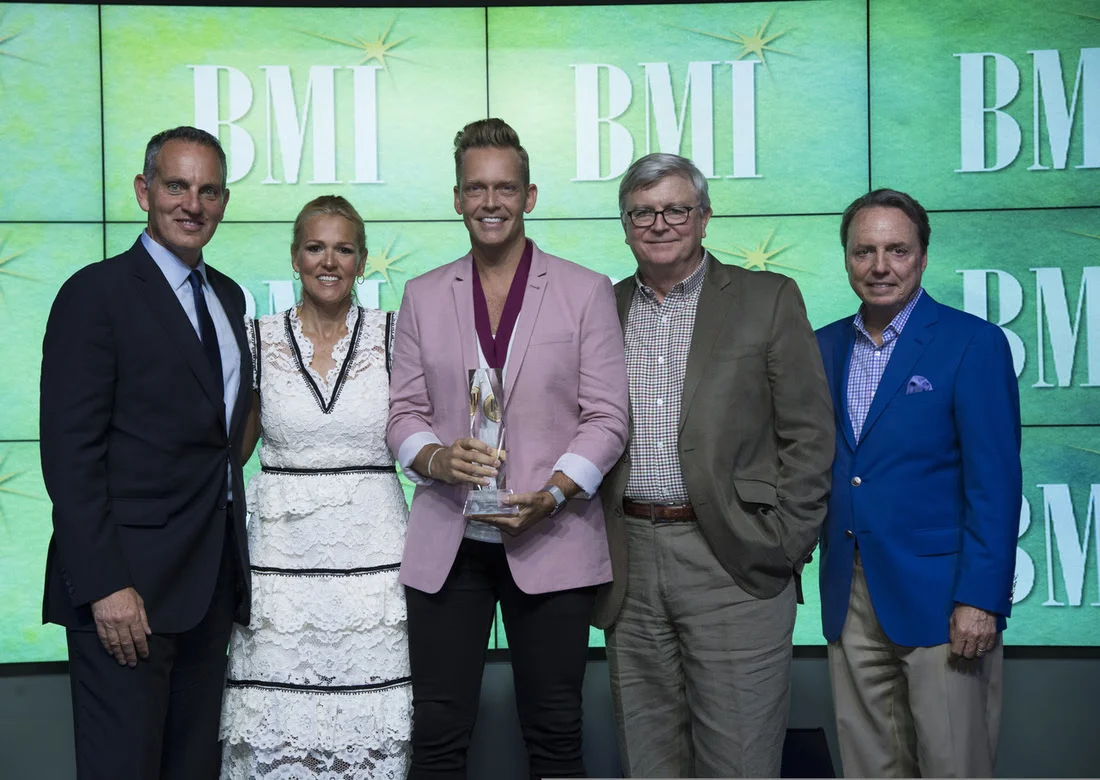 BMI’s Mike O’Neill and Leslie Roberts, BMI Christian Music Songwriter of the Year Bernie Herms and BMI’s Phil Graham and Jody Williams. (Photo by Steve Lowry.)