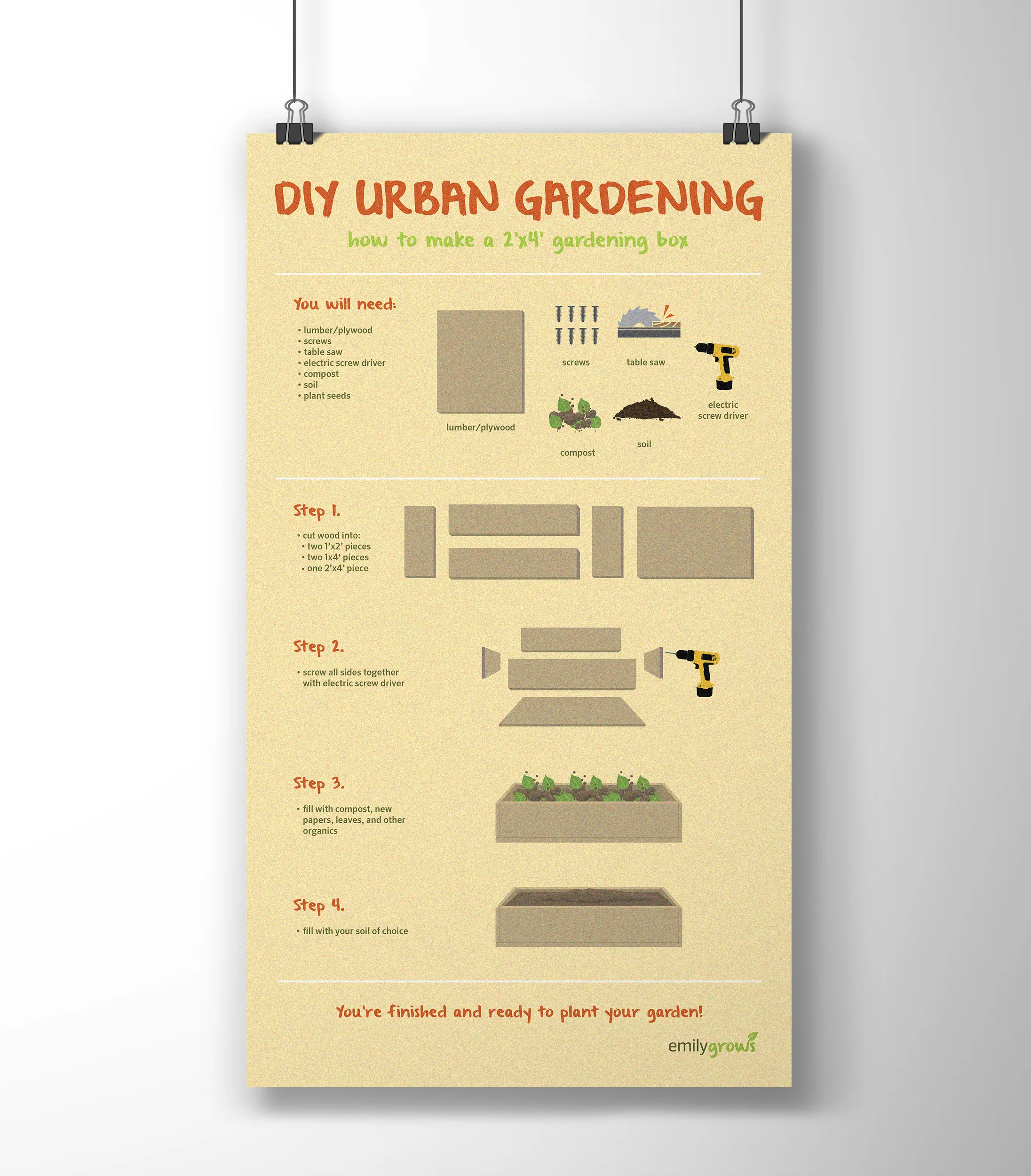 Emily Grows Community Garden Assembly Instructional Poster
