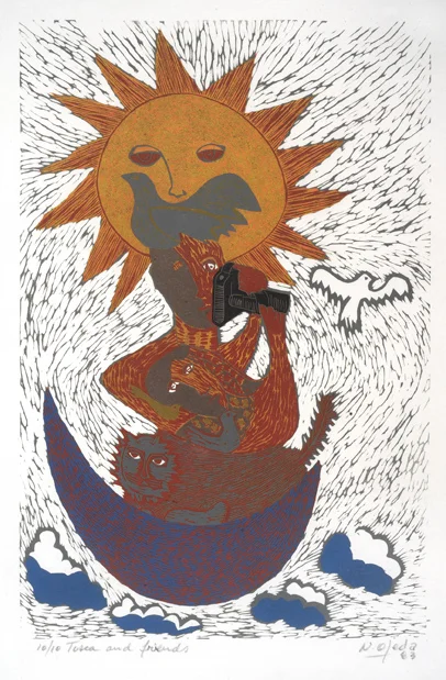 Tosca and friends, linocut, 1983.jpg