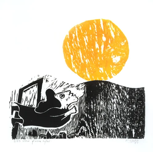 View from afar, woodblock, 1997.jpg
