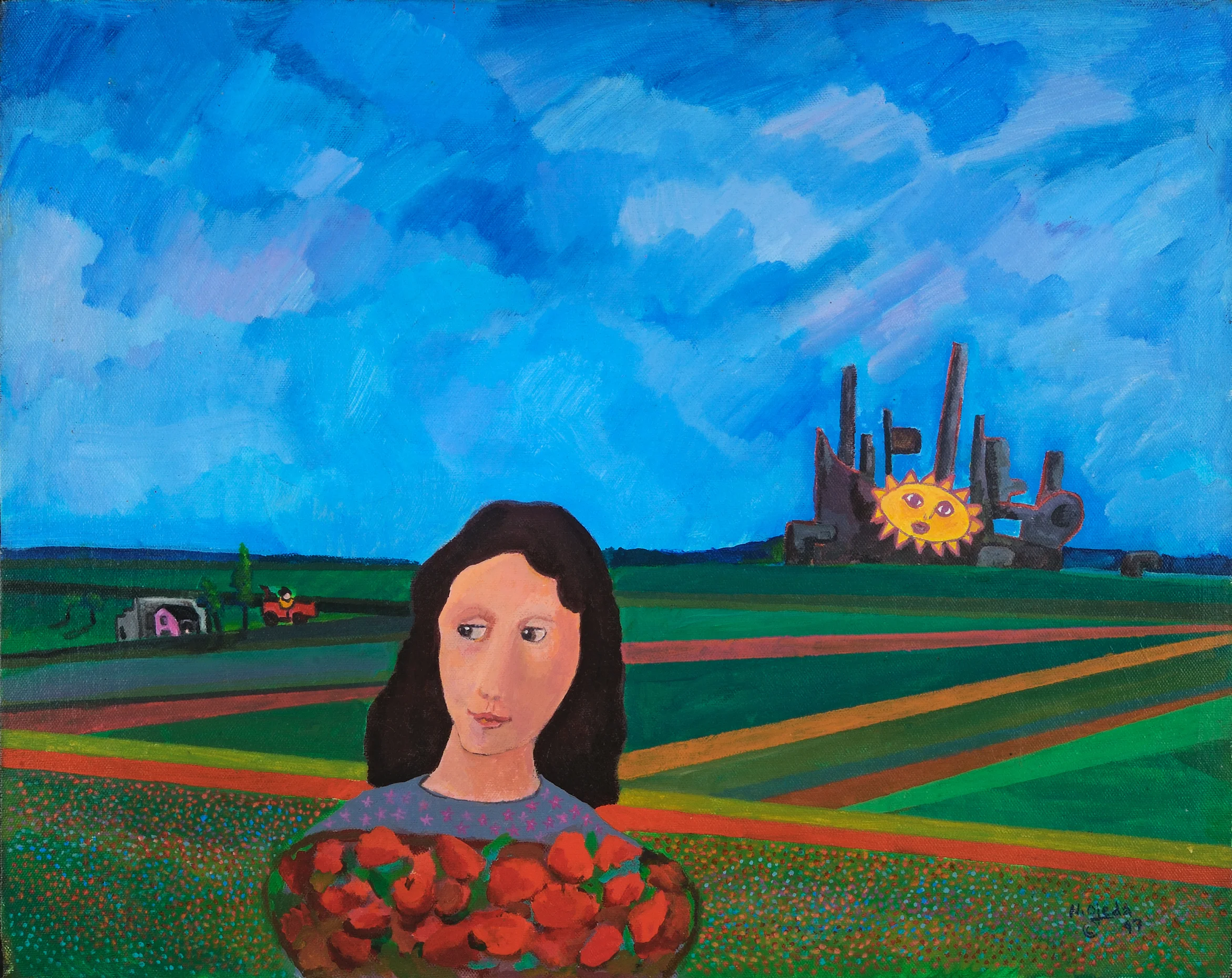 Fields and flowers, acrylic, 1997.jpg