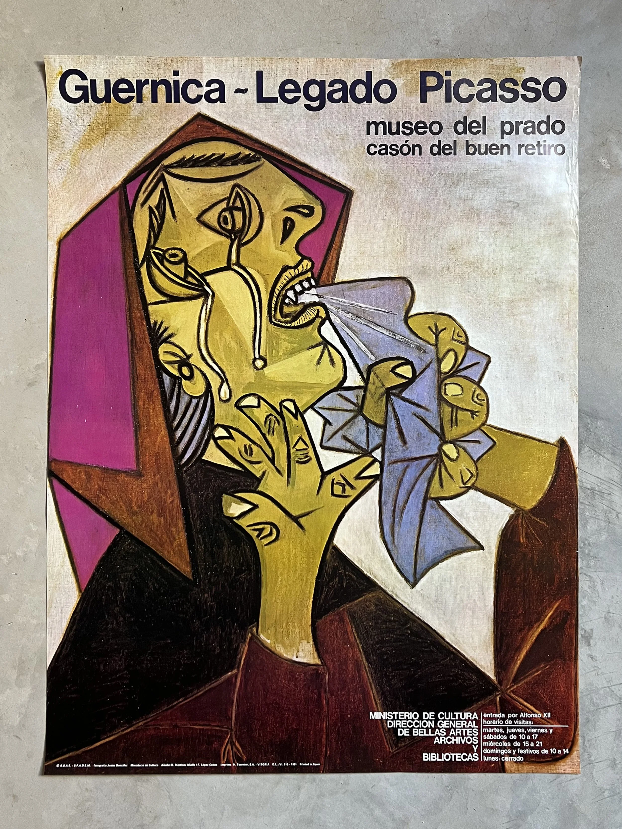 1980's Guernica Legado Picasso Spain Exhibition Poster