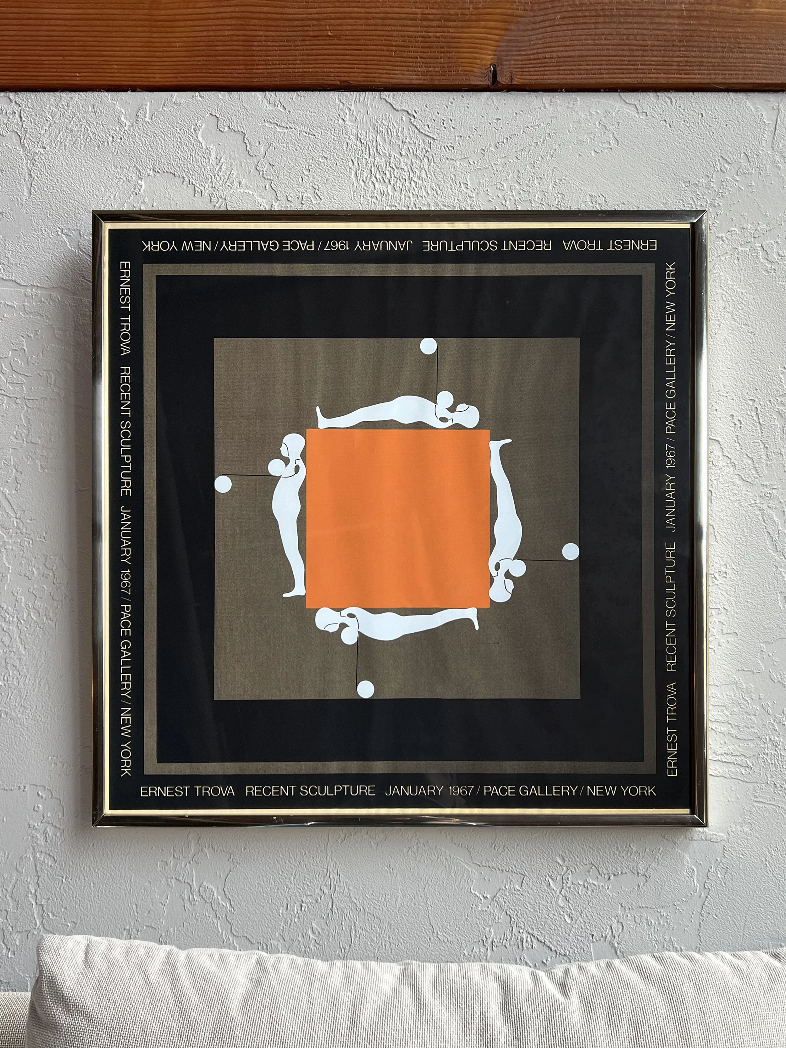 1960's Ernest Trouva Falling Man Exhibition Framed Silkscreen