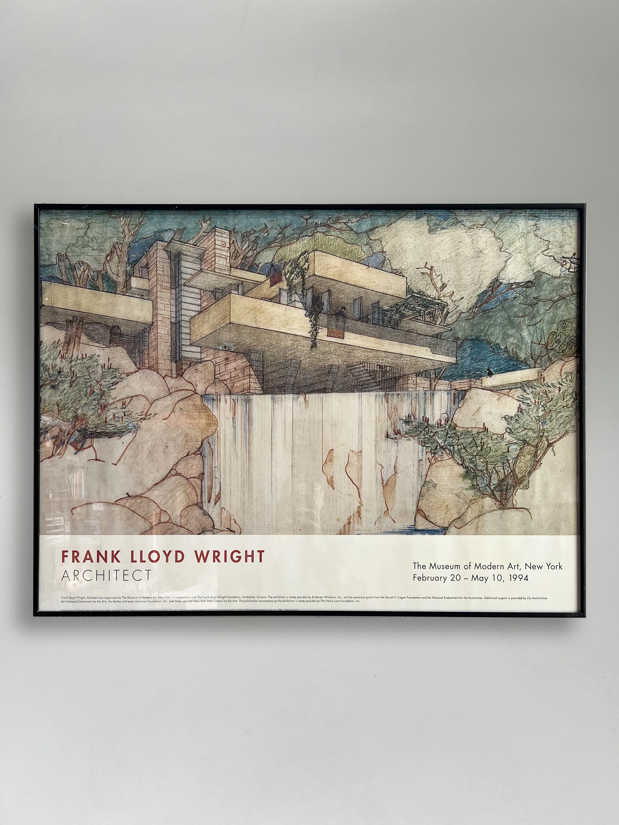 Frank Lloyd Wright MOMA Framed Exhibition Poster, 1990's