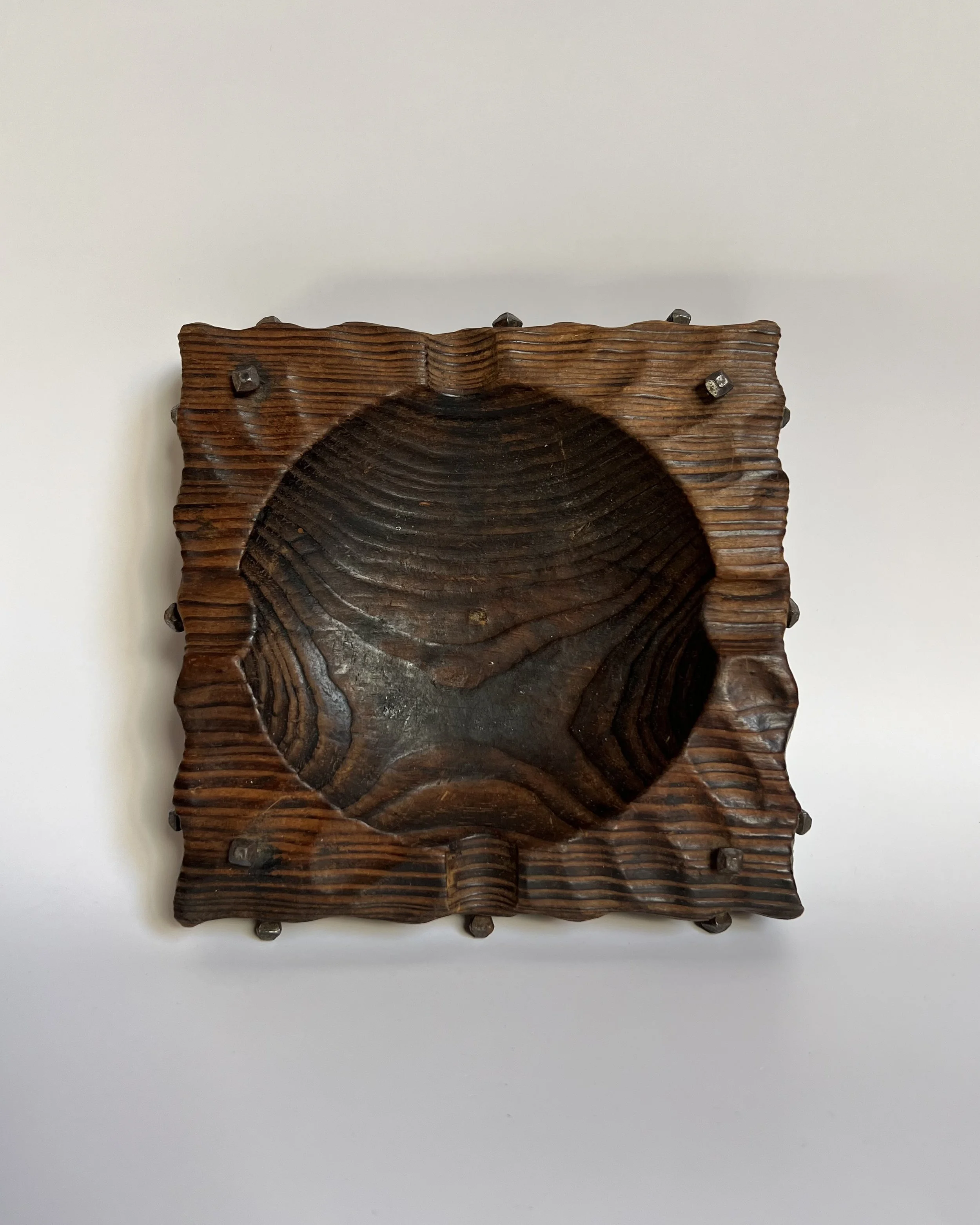 Vintage Carved Wood Ashtray