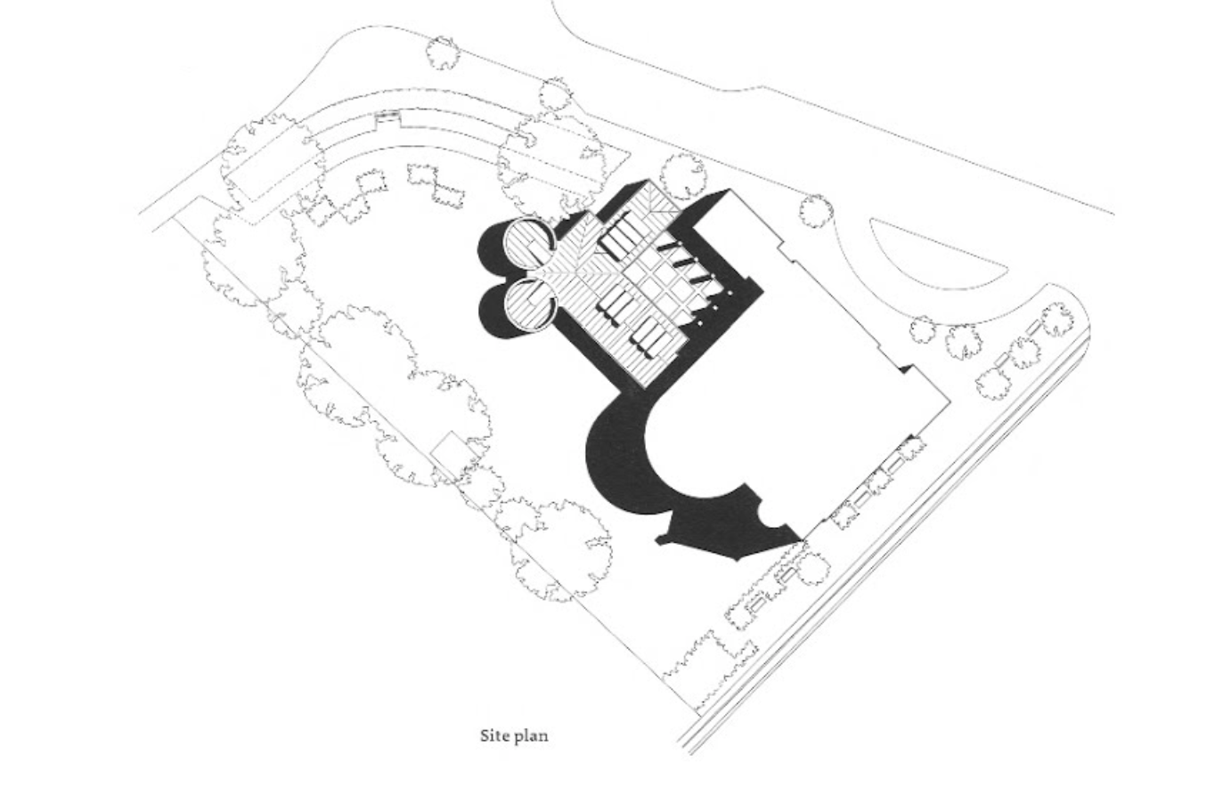 SITE PLAN OF SKOVSHOVED KIRKE — FROM "SACRED BUILDINGS: A DESIGN MANUAL" BY RUDOLF STEGERS