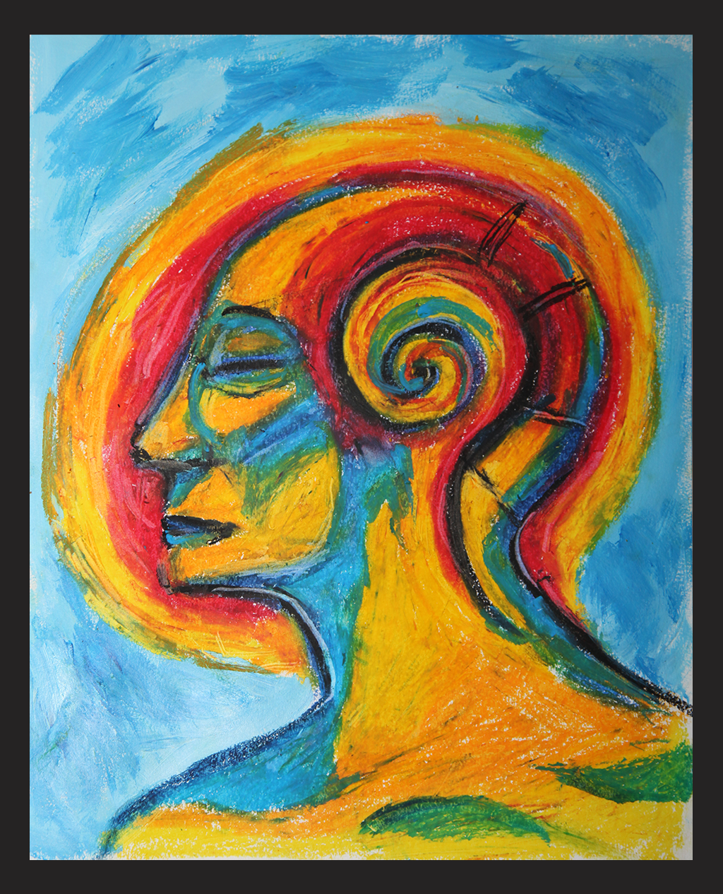 "Breath", 6/2016, Oil Pastel and Acrylic on Paper. 11"x14", $50.00