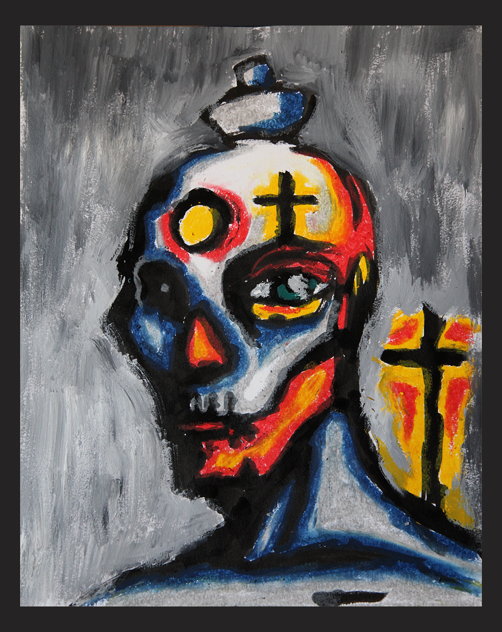 "Waiting", 6/2016, Oil Pastel/ Sumi Ink/ Acrylic on Paper. 11"x14", $50.00