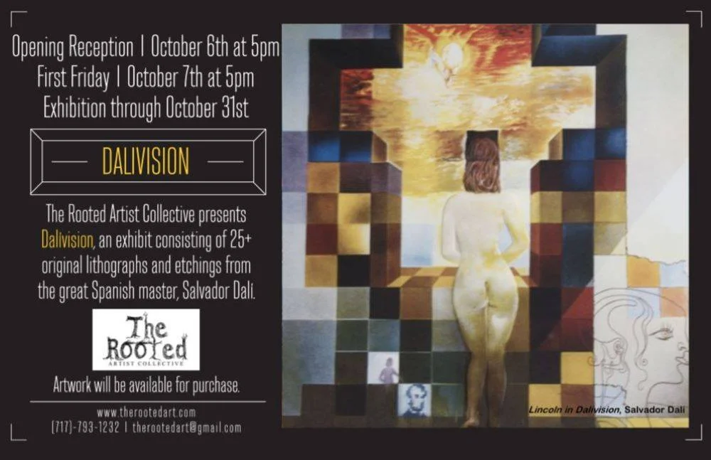 Excited to be the official musician playing at the opening reception of The Rooted's Dalívision . This exhibit will feature 25 original lithographs and etchings from the great Spanish artist, Salvador Dalí!