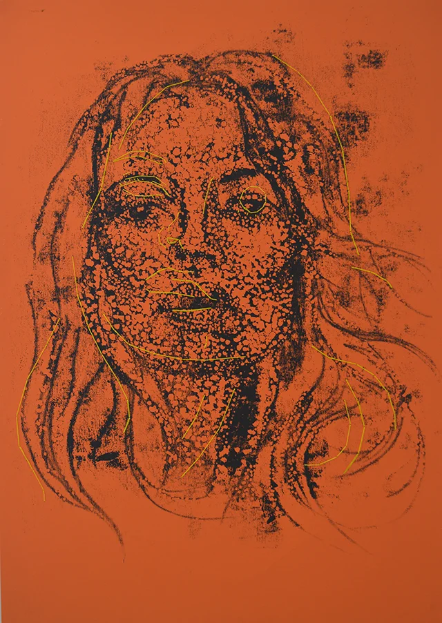 Kate #7 #3c — ink + cotton sewn on cotton on paper; 59·4 x 84·1 cm