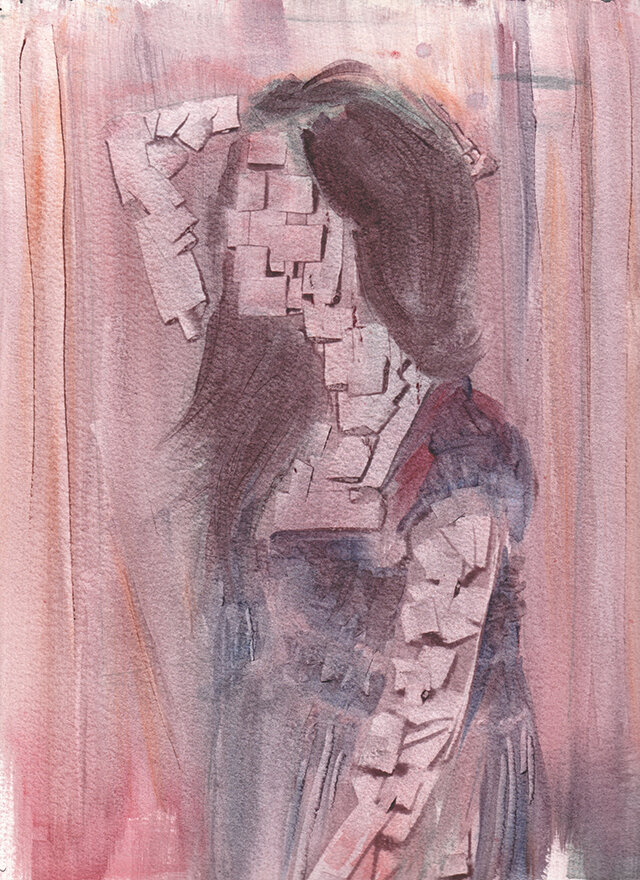 watercolour on 300g; 100% cotton hot pressed watercolour paper 23 x 30·5 cm