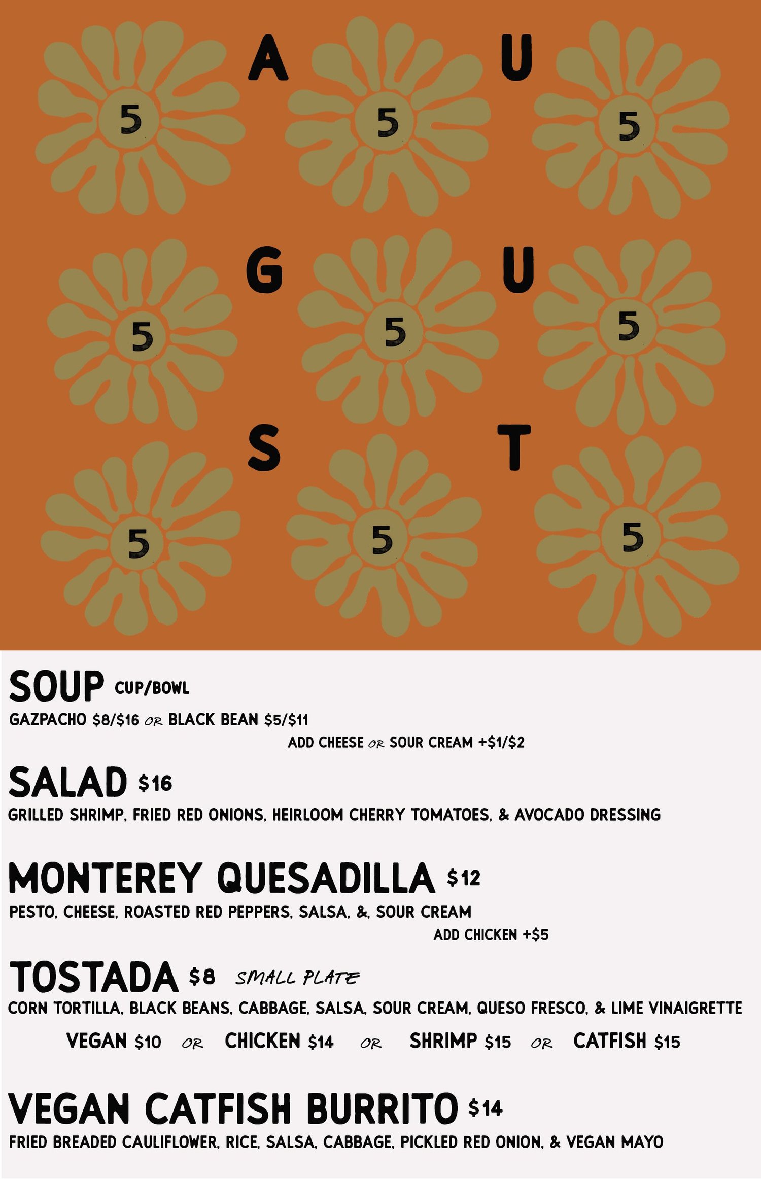 DINE IN MENU — Alto Cinco