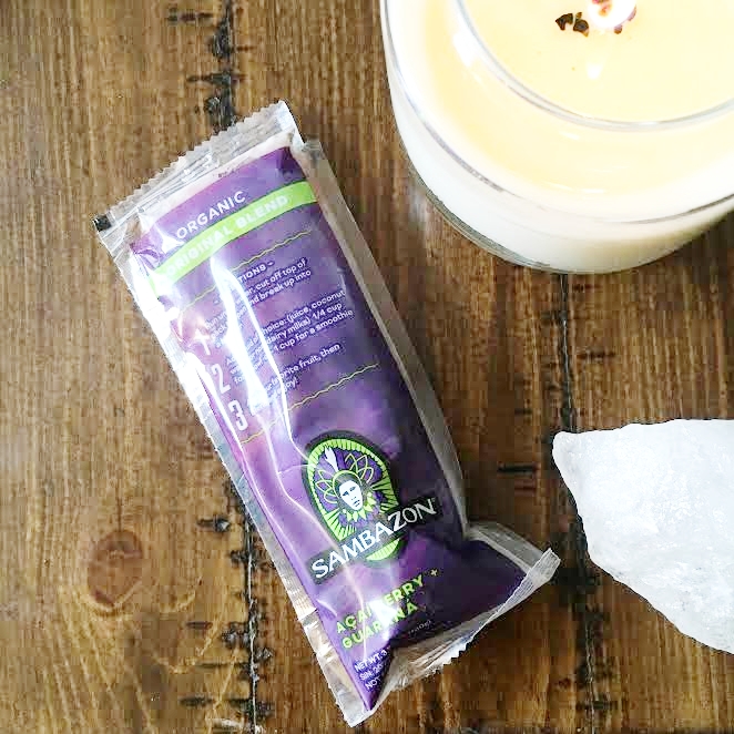 THIS stuff is gold. You can purchase it at Giant in the frozen section of the Organic Aisle OR at the lovely Weaver's Way Co-Op in their frozen fruit section. $6.99 per package of 4 servings. 