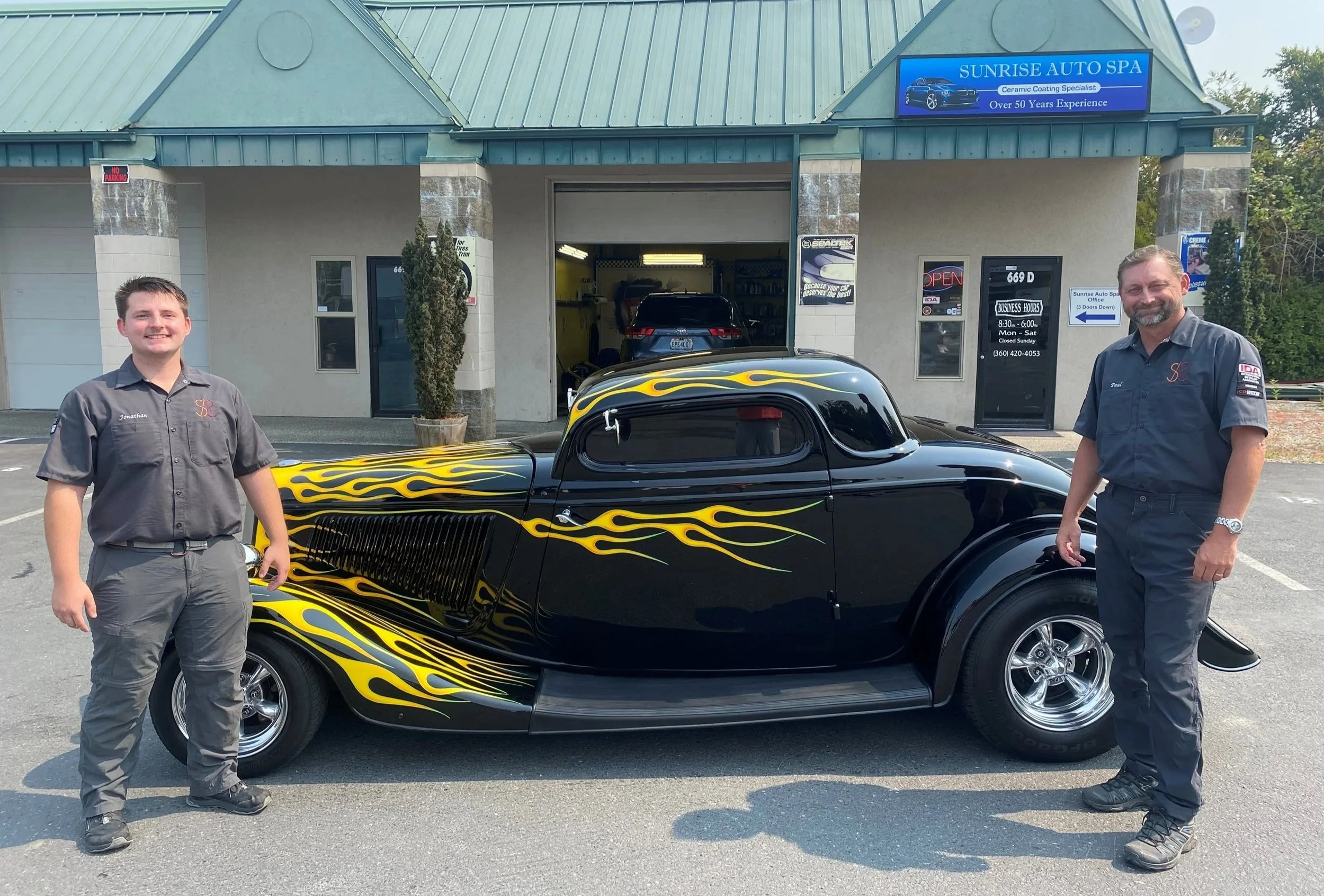 classic car and staff
