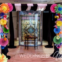Paper flower chuppah @ Children’s Museum of Pittsburgh. Photography by Weddings by Alisa .
