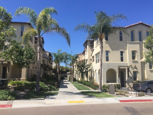 Smooth sidewalks and wheelchair access make going for a walk at The Landings much easier. 