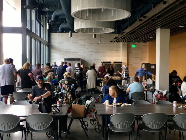 The dining room at Alpha Square- a place to gather and share a meal. 