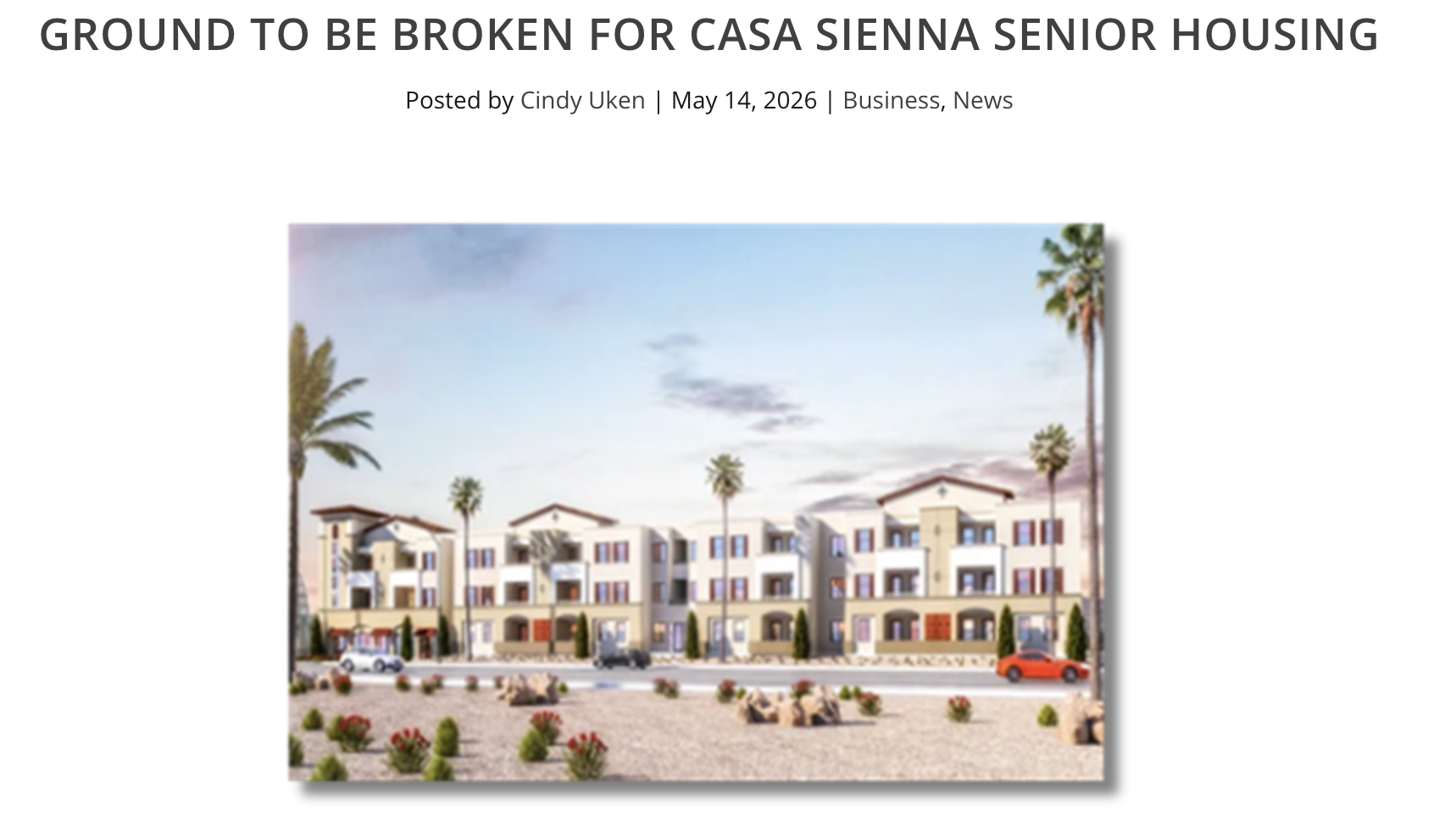 Ground to be Broken for Casa Sienna Senior Housing