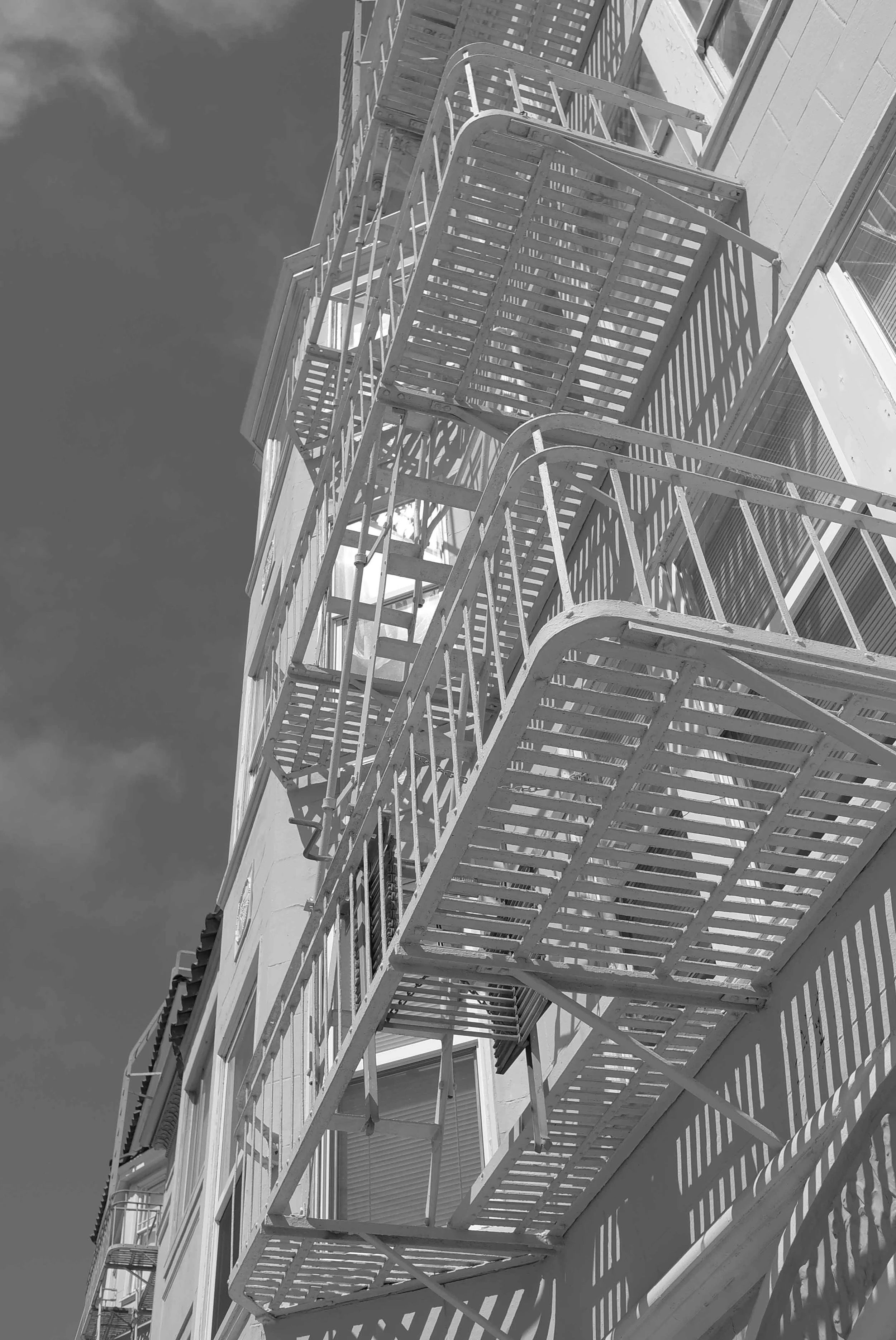 white fire escape