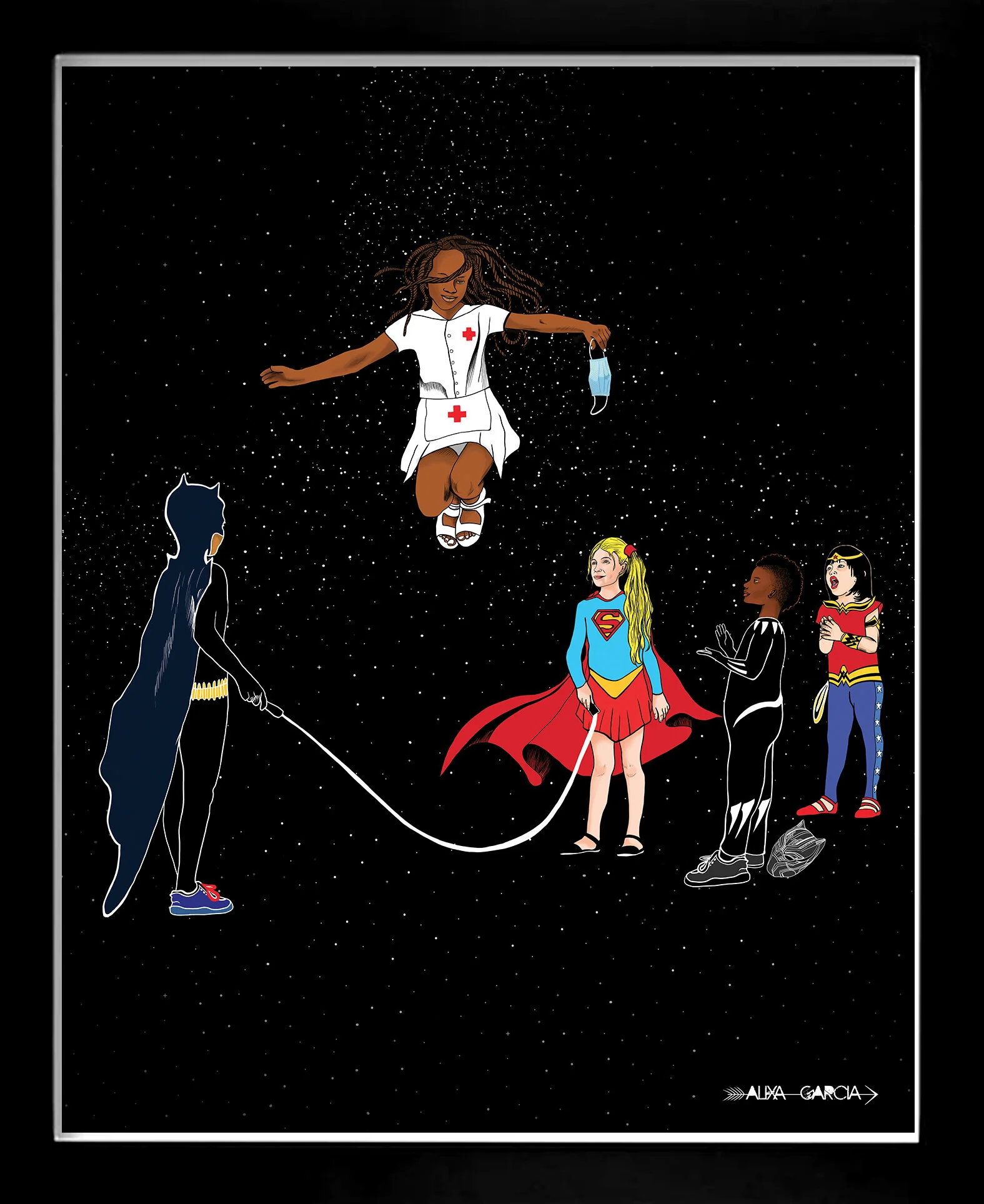 SUPERHEROES NEVER DIE FRAMED 16 X 20 BLACK copy.jpg