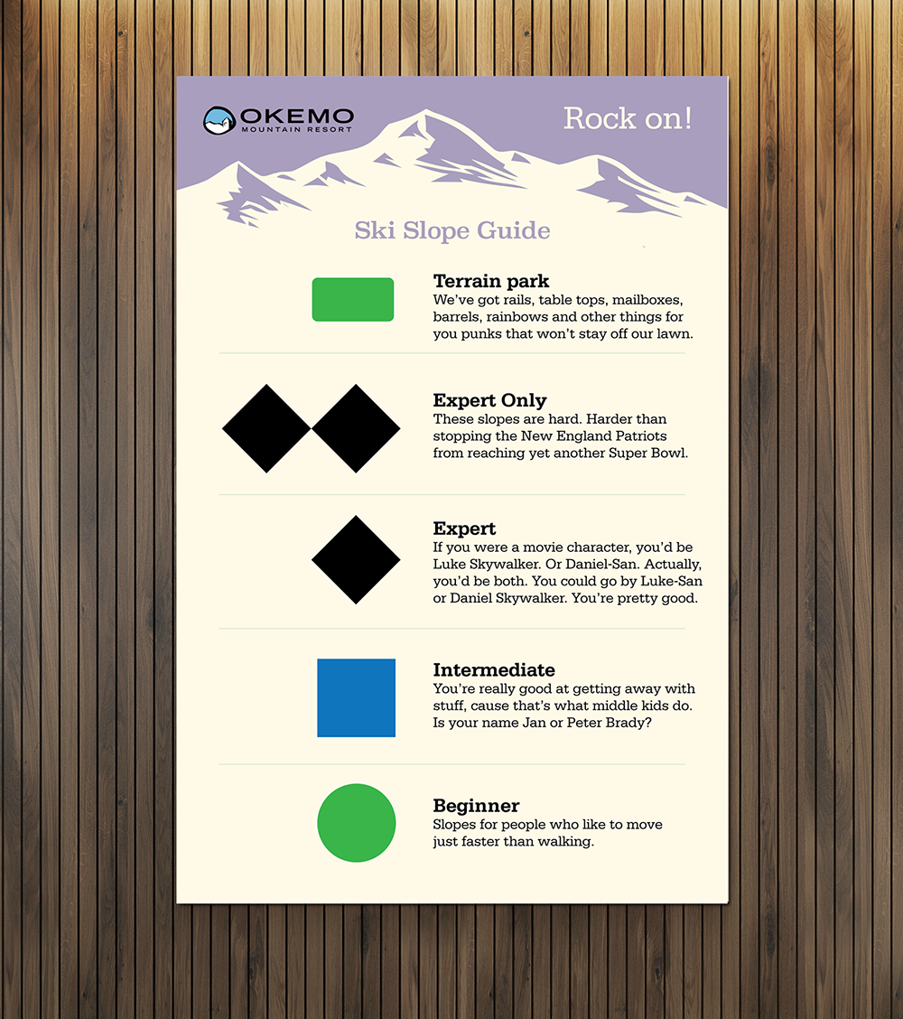 Spec posters for Okemo Mountain (Design + Copy)