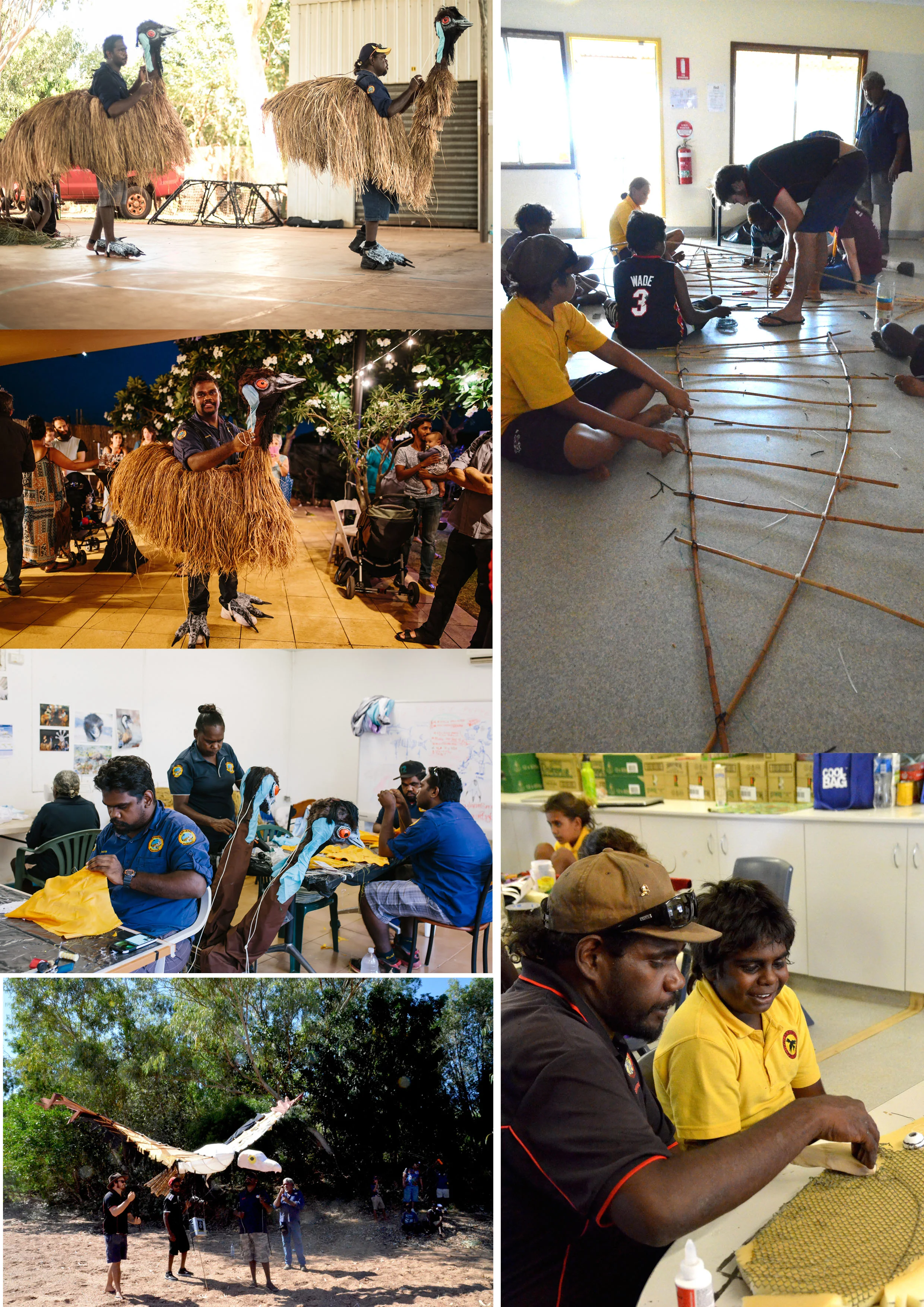 Photo © Designer/makers/puppeteers - Karajarri (emus) and Goonyandi rangers(eagle) Project Coordinator/facilitator/puppetry designer - Bernadette Trench-Thiedeman
