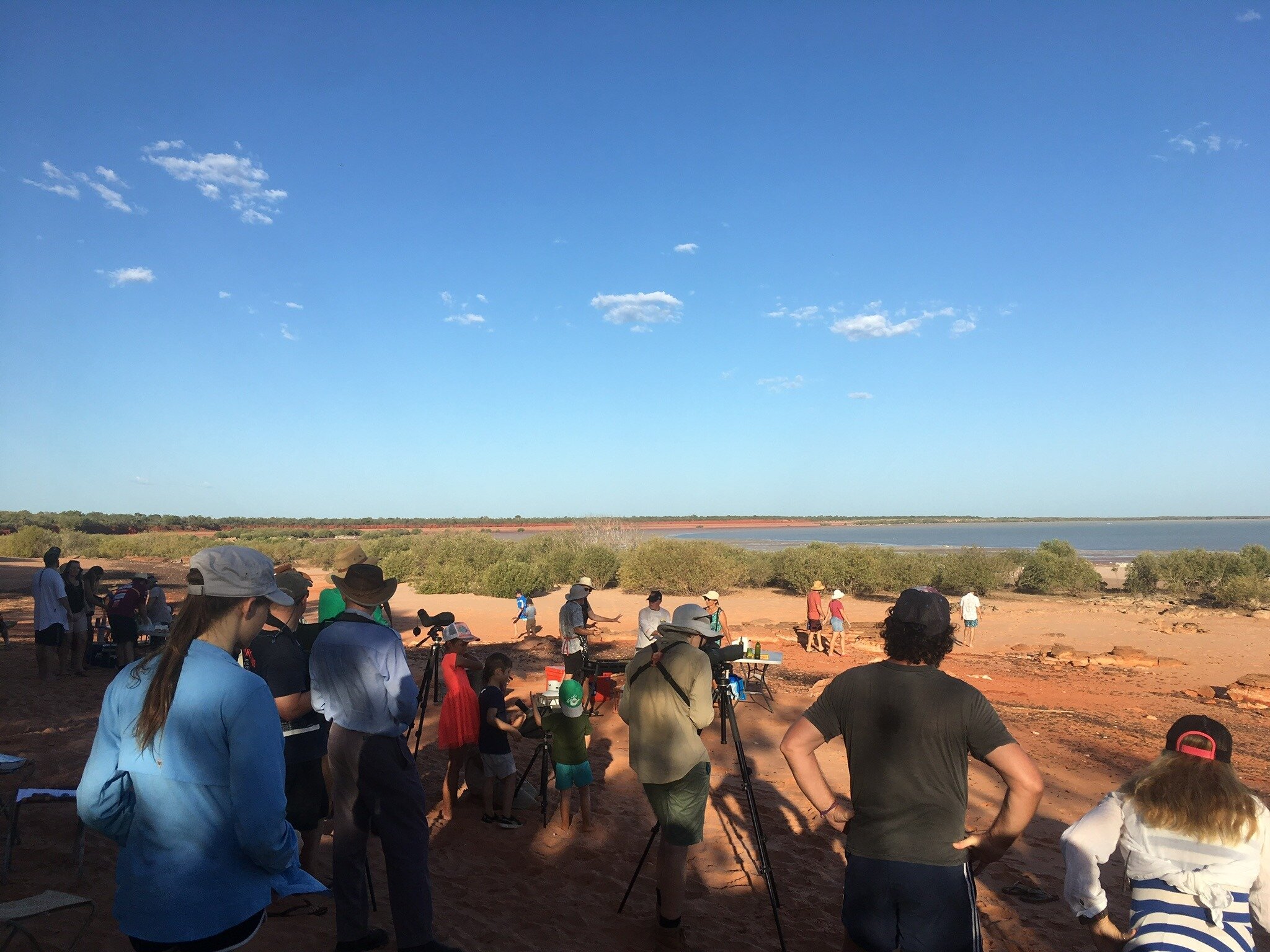  Our Wave the Waders Goodbye event is popular among locals during migration period. Watch the shorebirds take-off with Broome researchers with their telescopes to show you everything up close. 