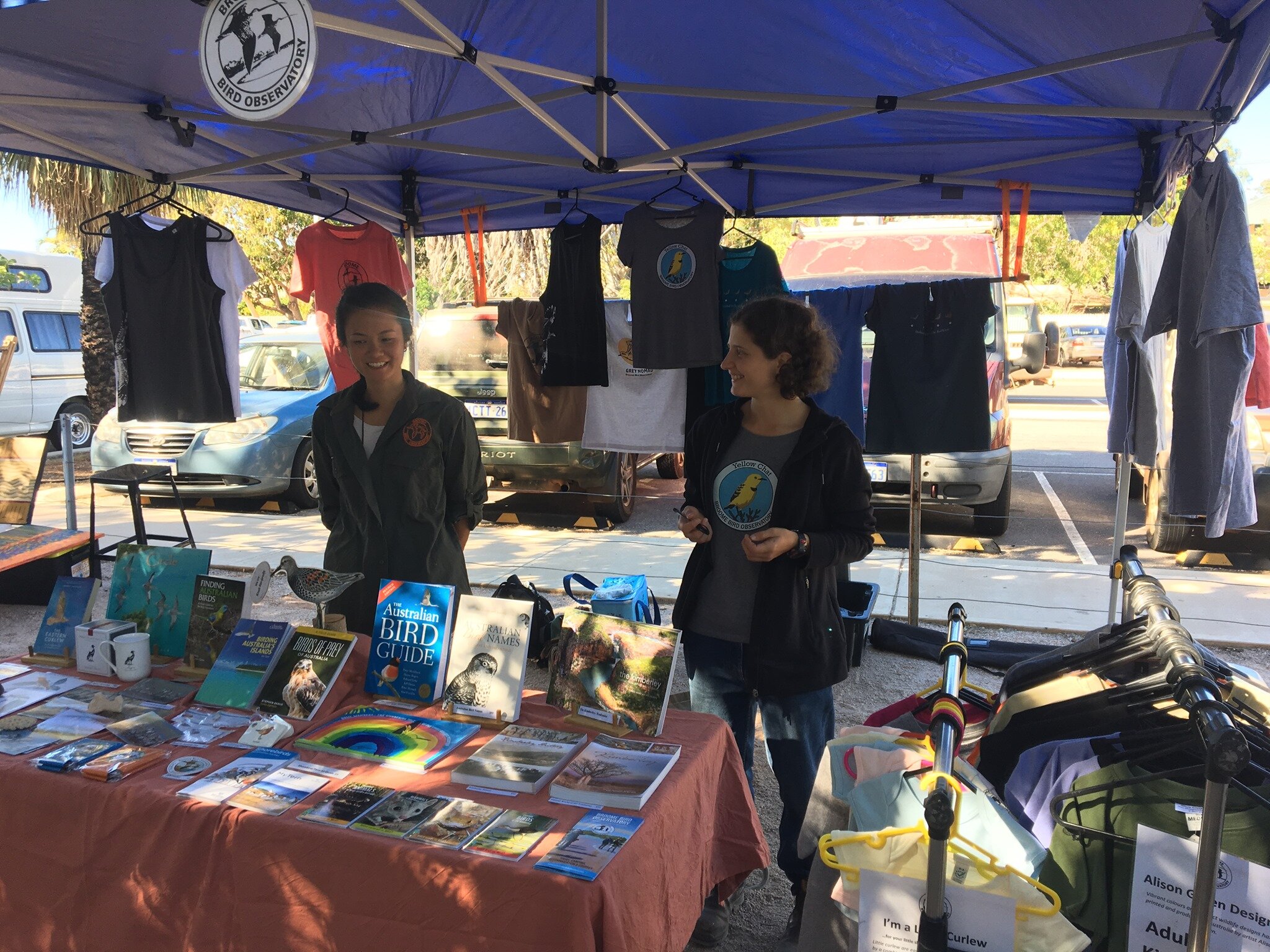  Our weekly Dry season market stall. Our friendly staff and volunteers love to chat all things birds - and all purchases fund the BBO. 