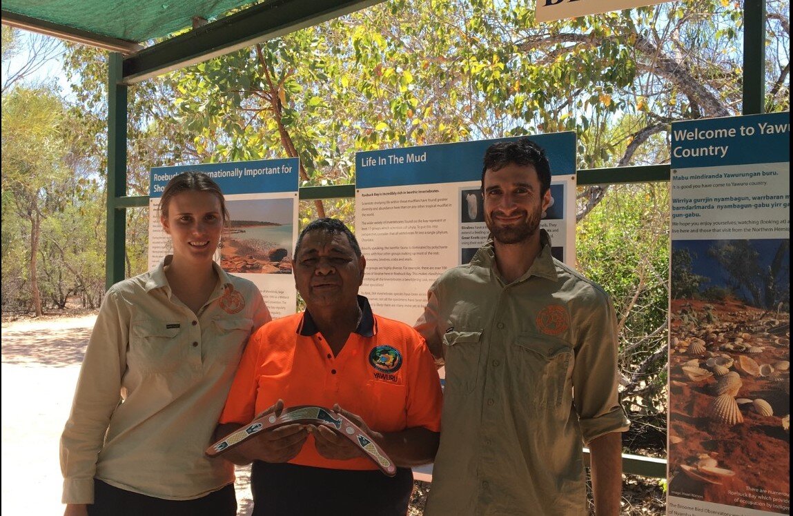  Warden’s Jane and Nyil with Arnold, who provided us with a fantastic Welcome to Country in Yawuru language. Galiya Mabu! 