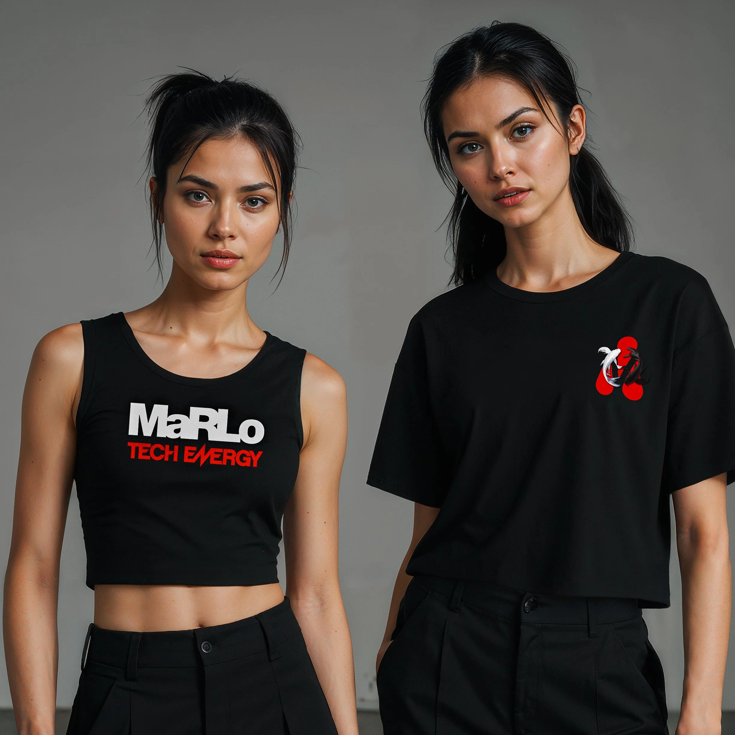MaRLo Tech Energy Crop Top + Koi T-Shirt